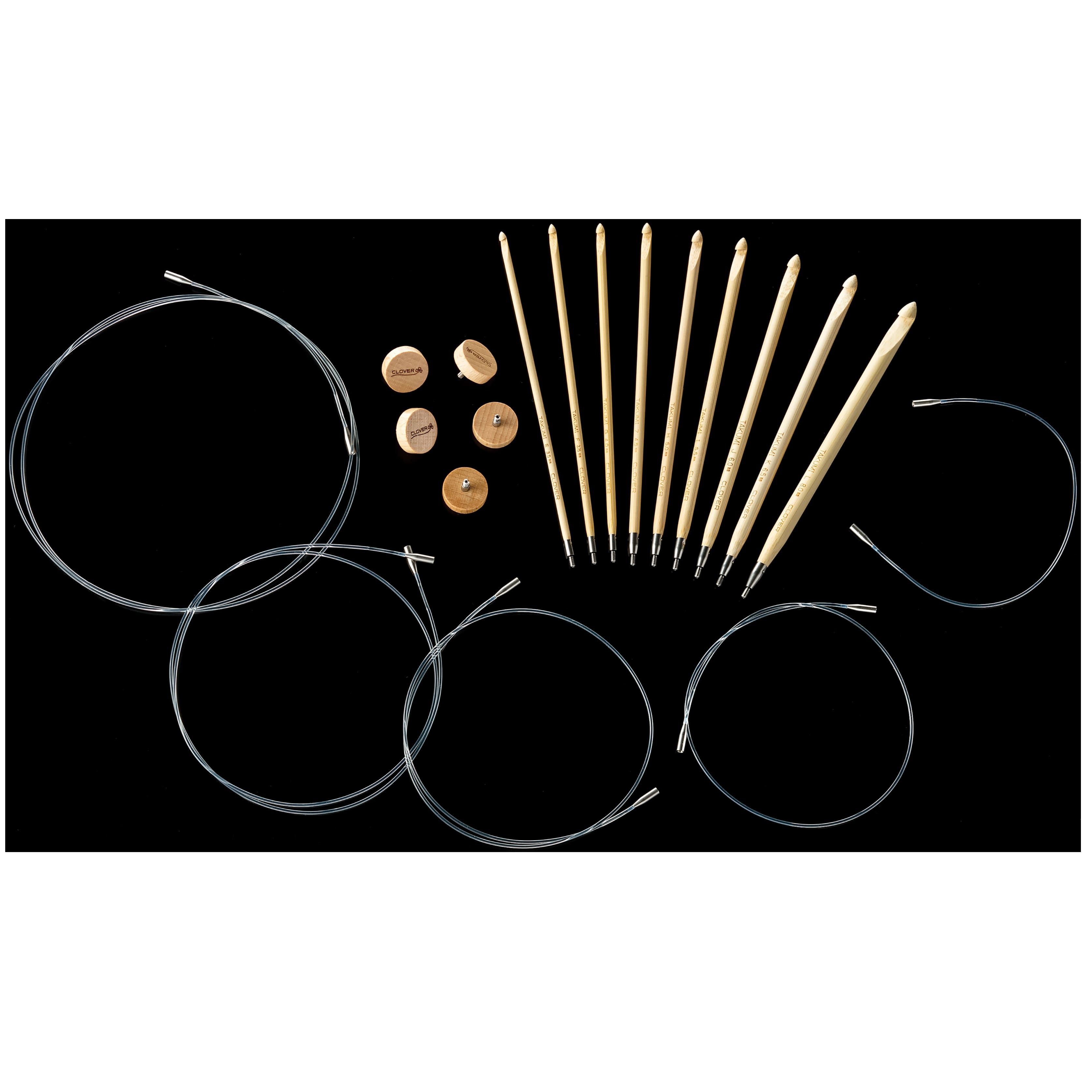 Clover Takumi® Bamboo Interchangeable Tunisian Crochet Hook Set