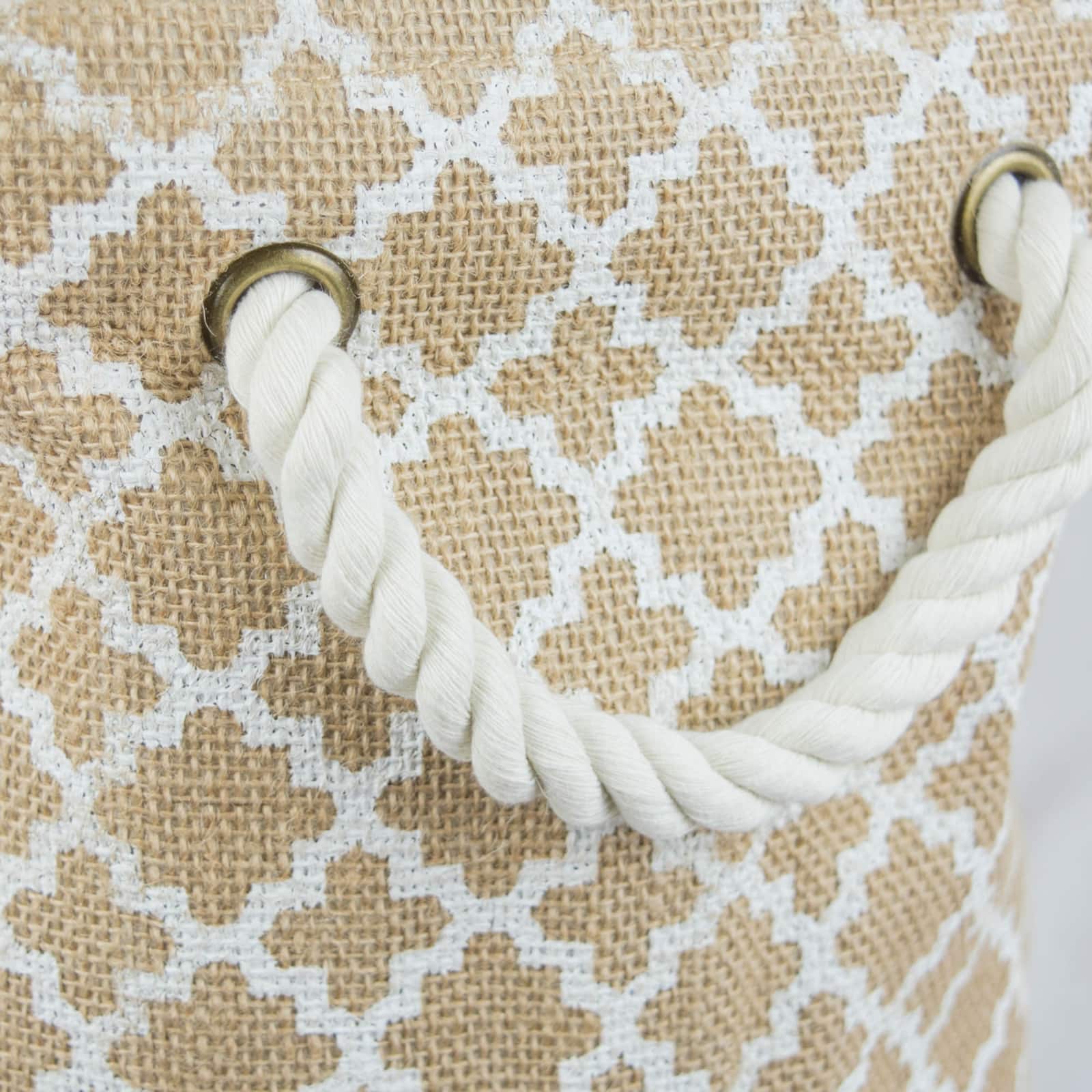 DII® 12" White Lattice Rectangle Burlap Bin