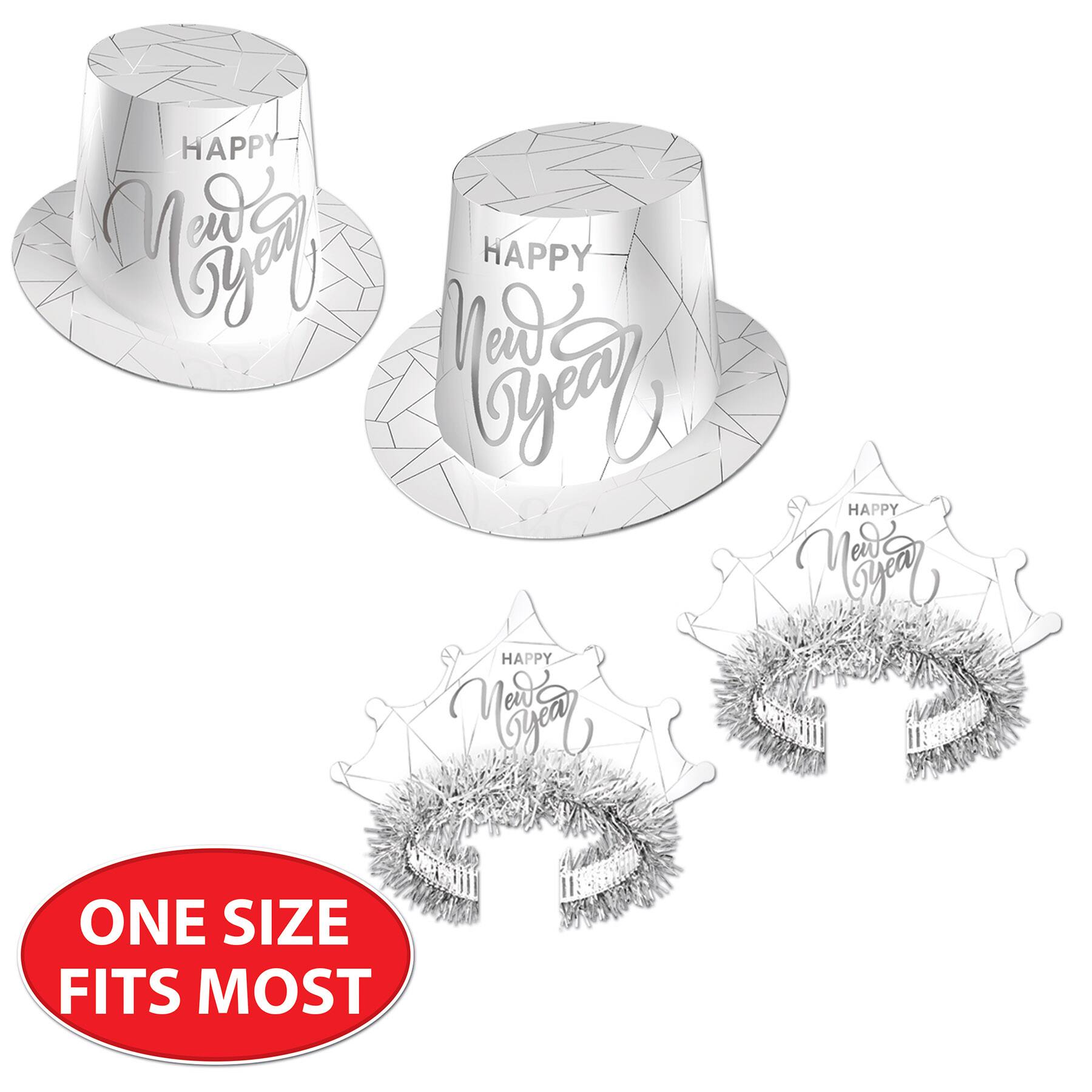 Beistle White & Silver New Year Accessory Kit