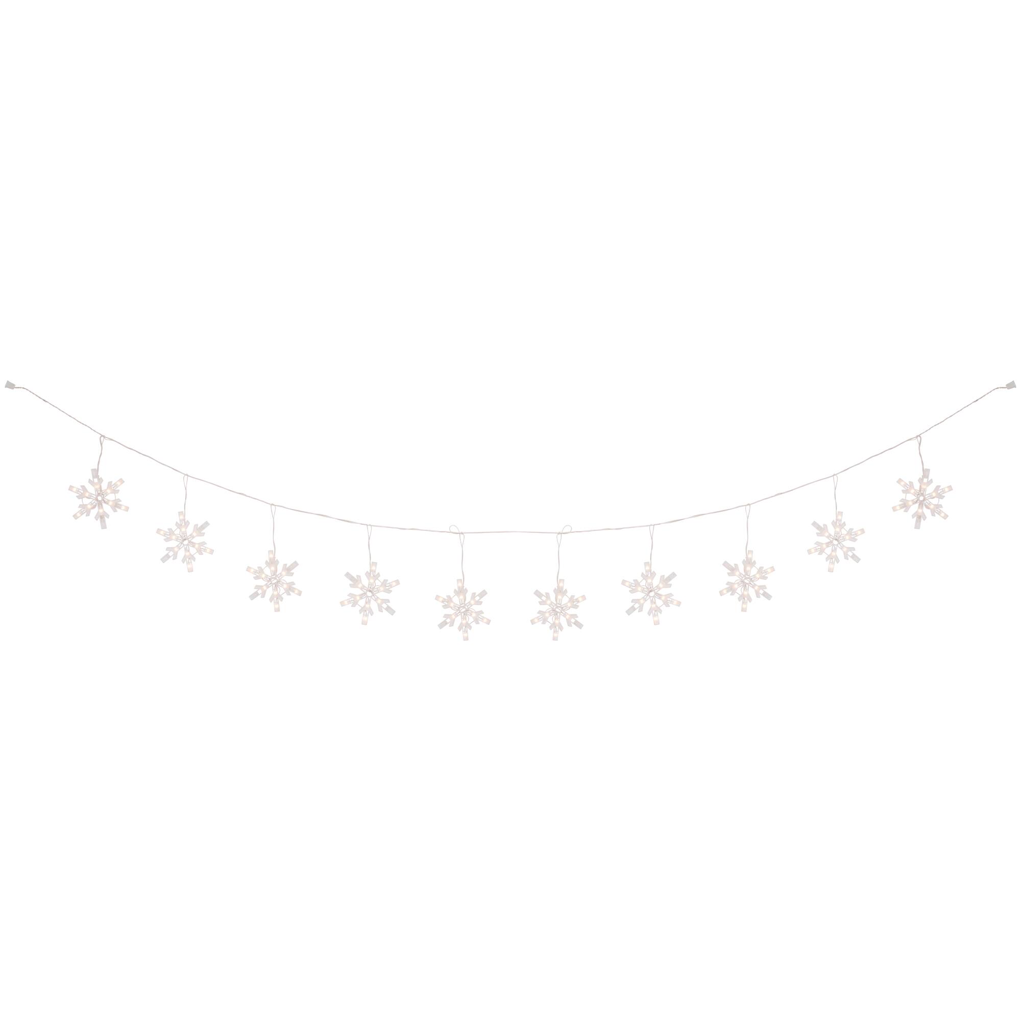 100 Clear Twinkling Snowflake Icicle Christmas Lights - 8.6 ft White Wire
