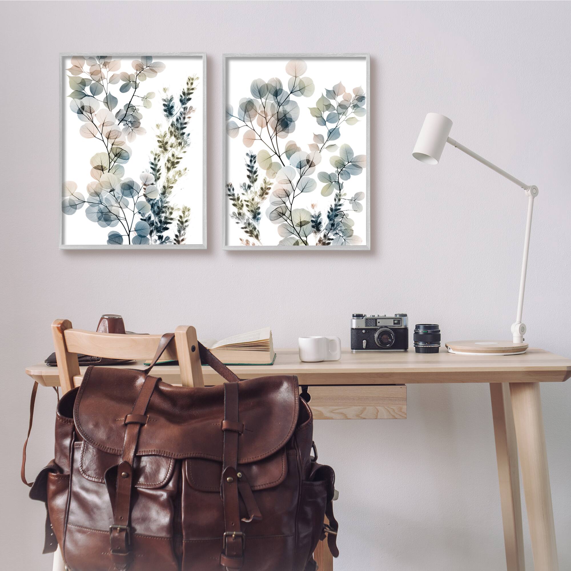 Stupell Industries Collage of Translucent Plants Blue Green Beige in Gray Frame Wall Art