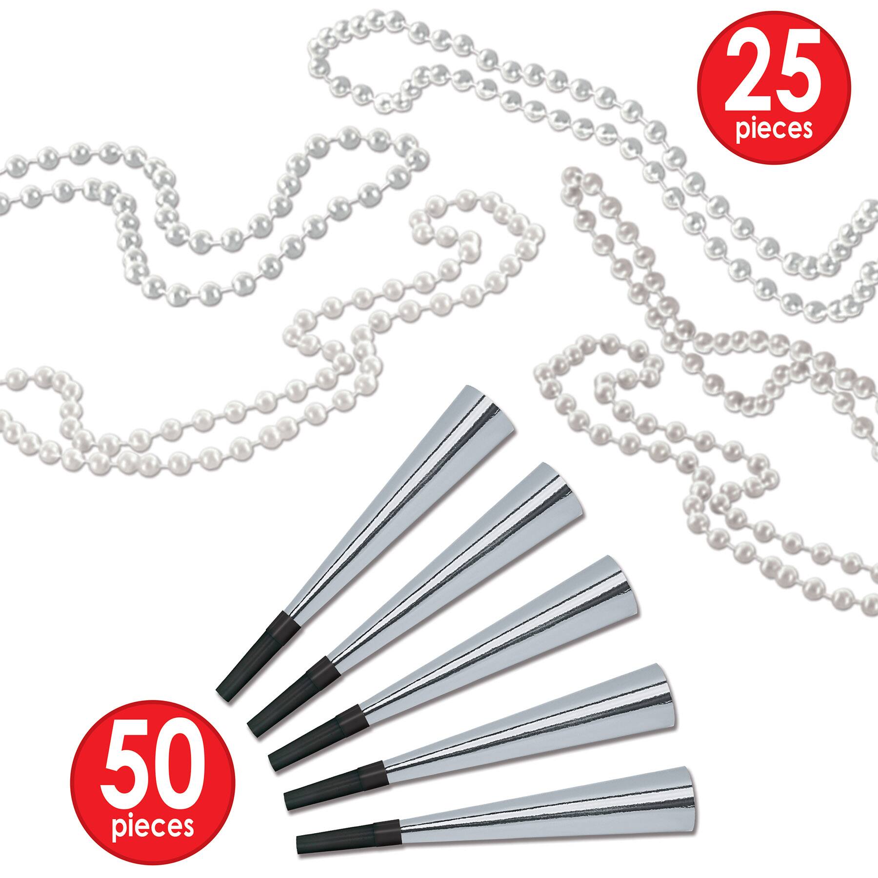 Beistle Black, White & Silver New Year Chairman Party Favor Kit for 50