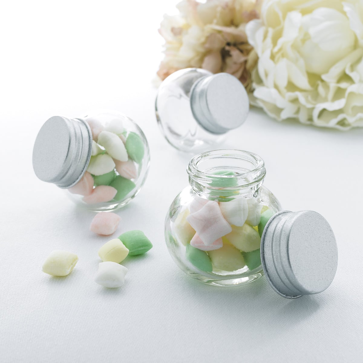 6 Packs: 20 ct. (120 total) Round Glass Favor Jars with Silver Lids by Celebrate It™ Occasions™