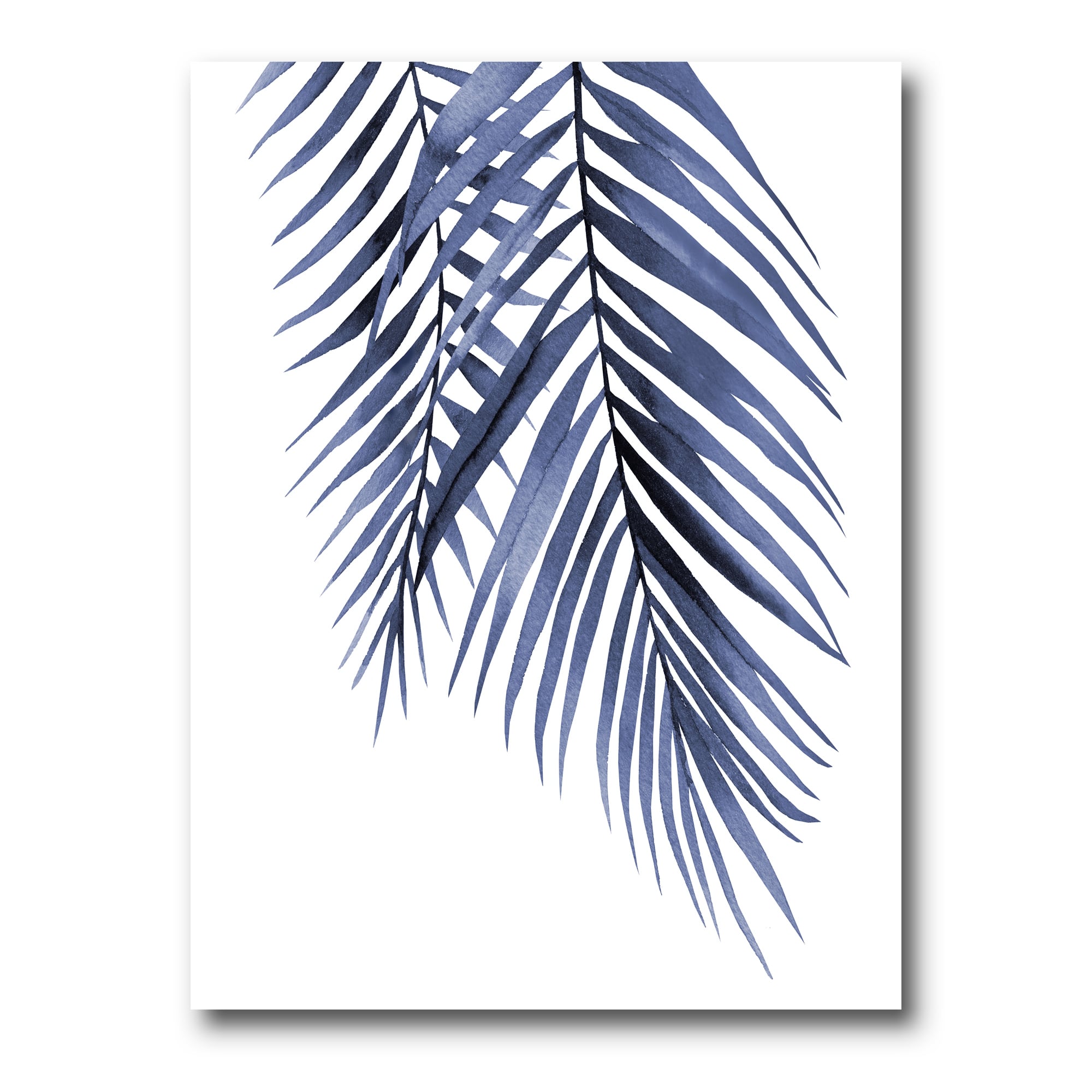 Designart - Blue Palm Leaves Abstract Tropical Branches - Traditional Canvas Wall Art Print