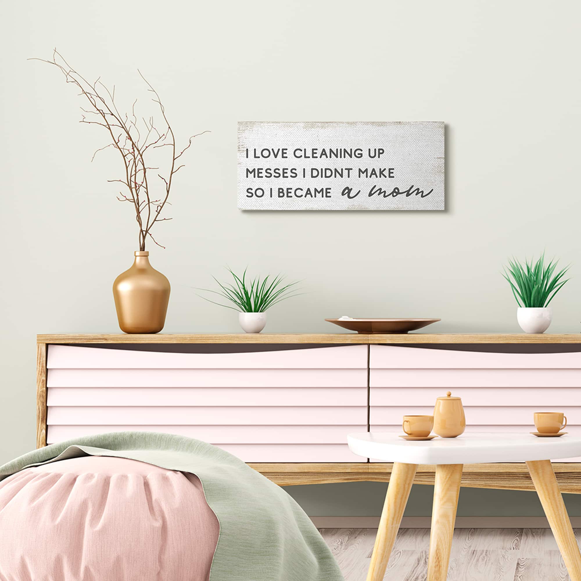 Stupell Industries Funny Became A Mom Phrase Charming Family Design Canvas Wall Art