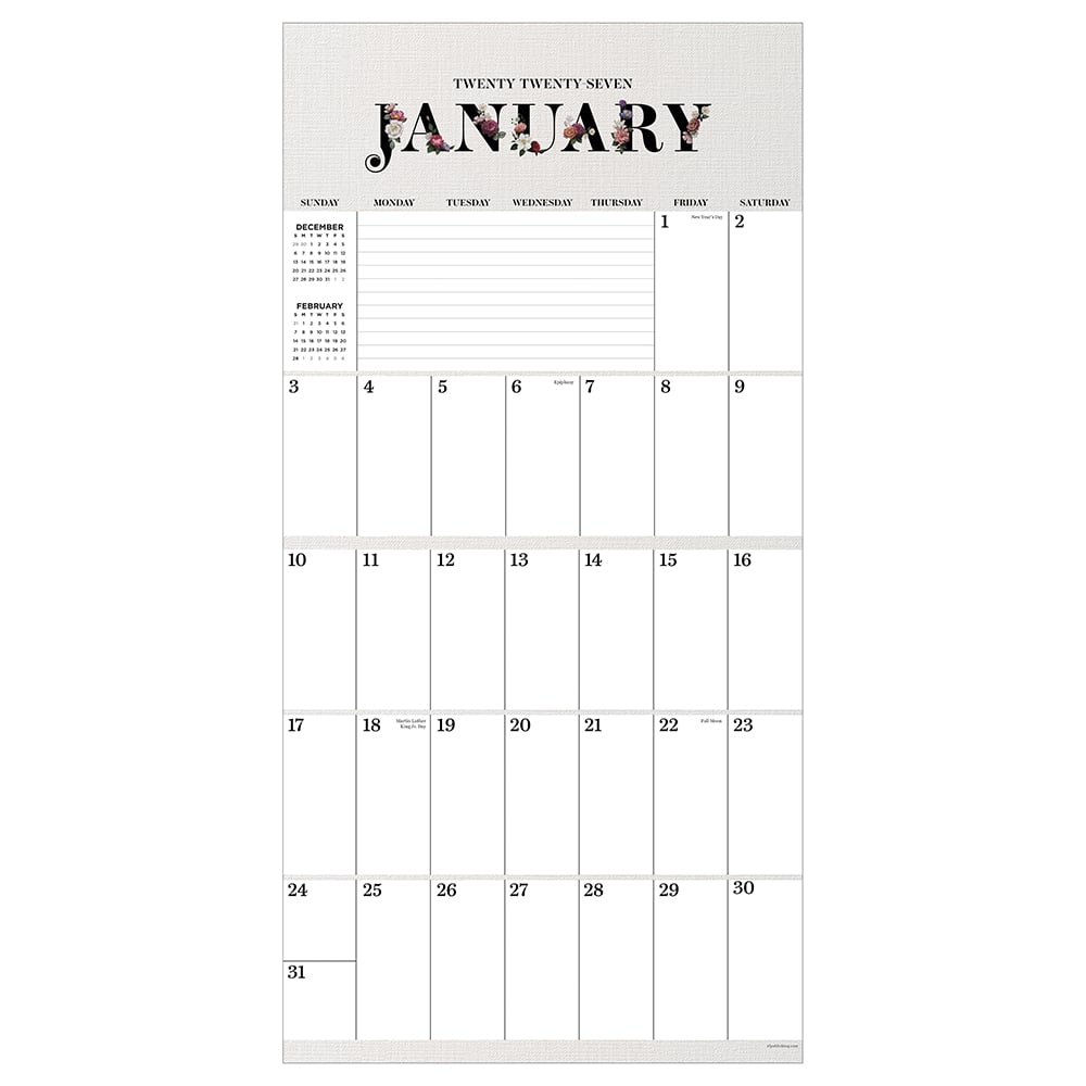 2027 Big Grid-Floral Wall Calendar