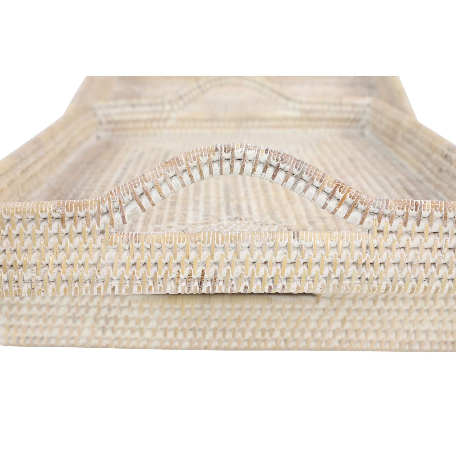 Cream Wood Boho Style Tray Set