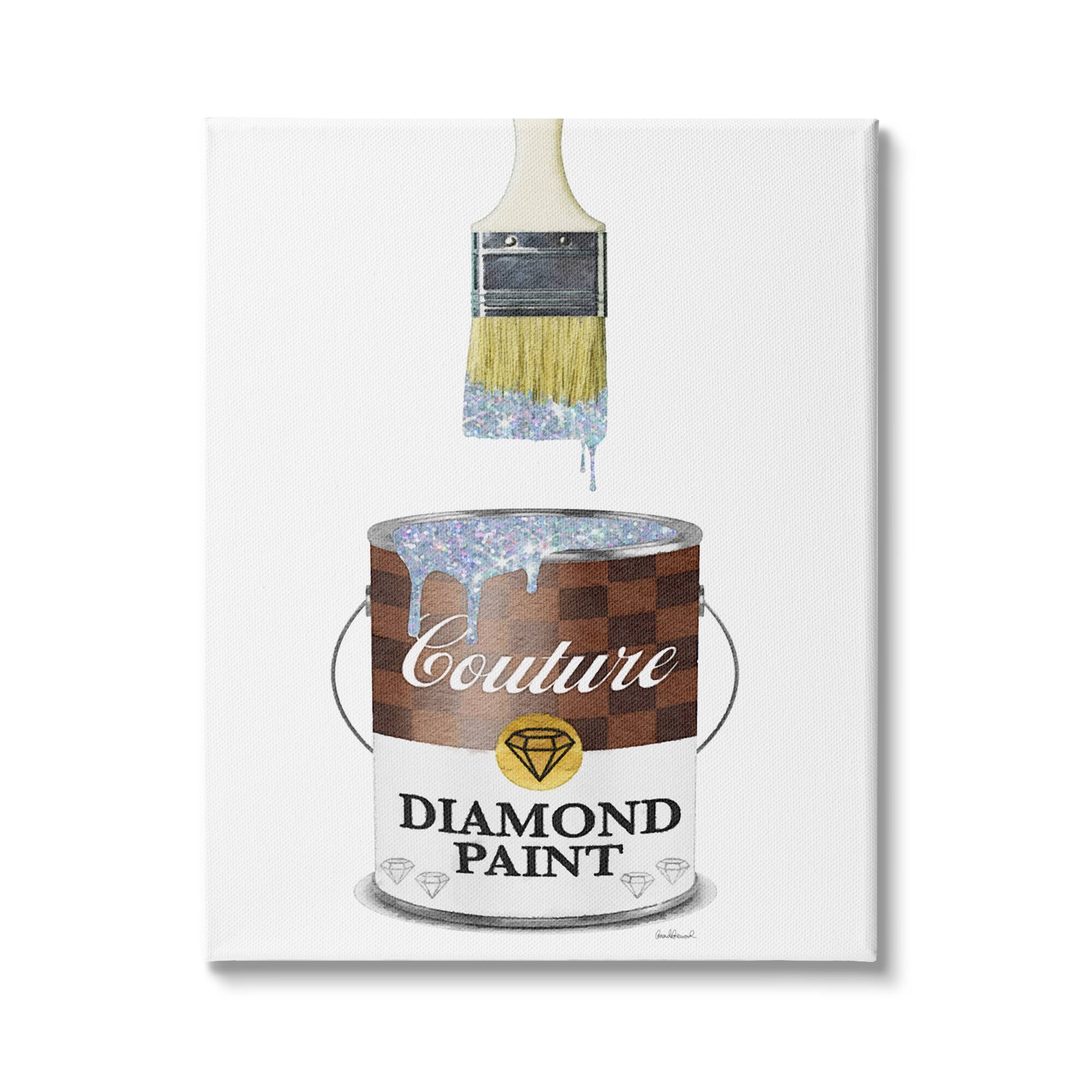 Stupell Industries Couture Diamond Paint Brown Fashion Pattern Pop Brush Canvas Wall Art