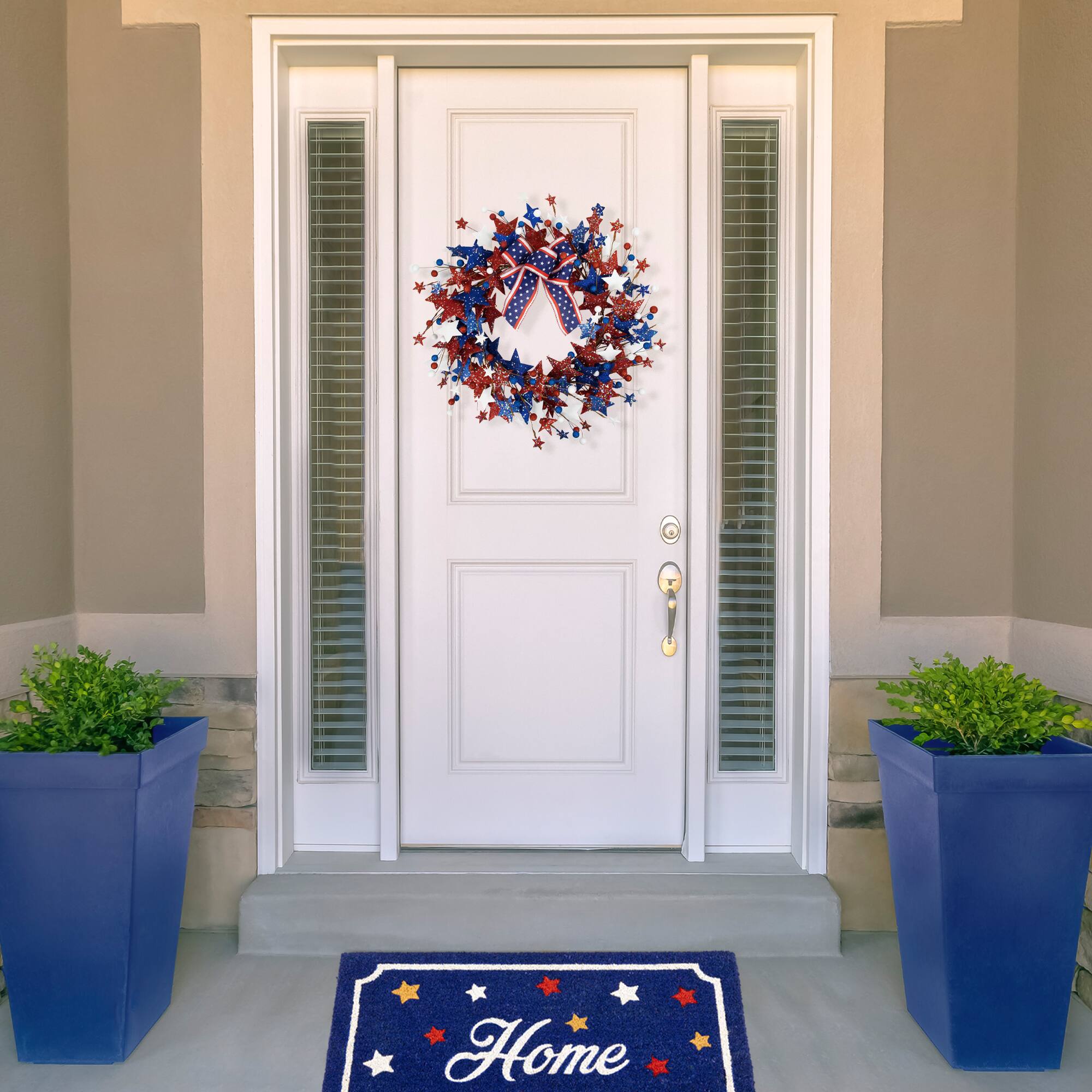 24" Stars & Stripes Glittered Patriotic Artificial Twig Wreath