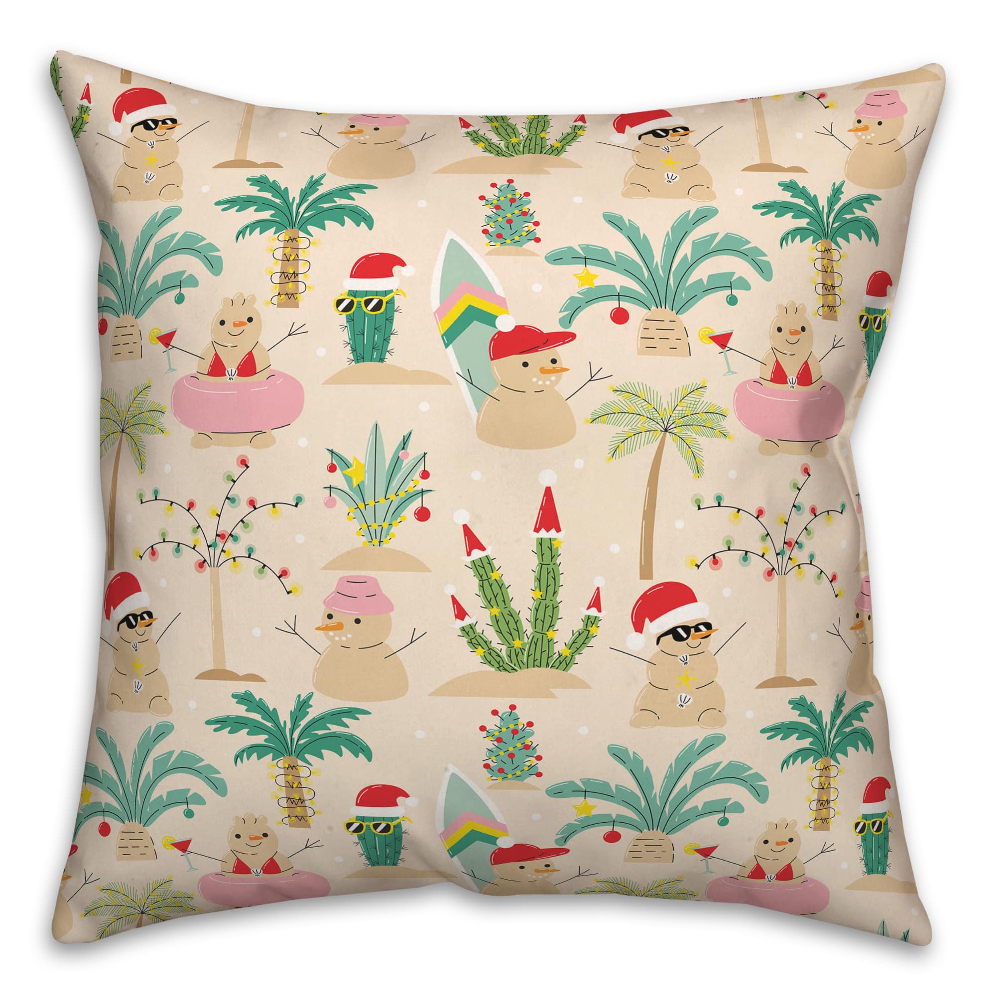 Sand Snowmen Throw Pillow