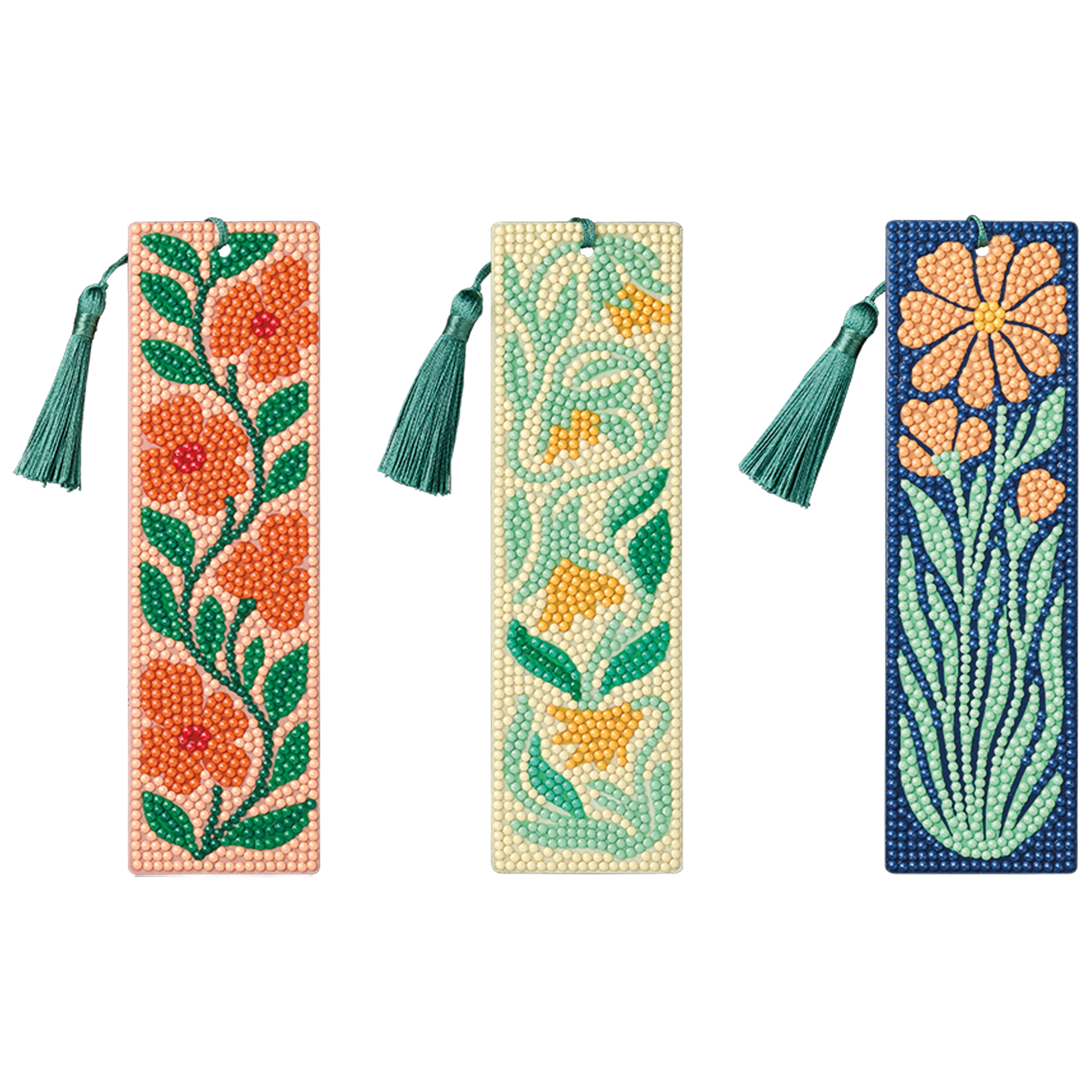 Artsy Flowers 3-Piece Diamond Art Bookmark Kit by Make Market®