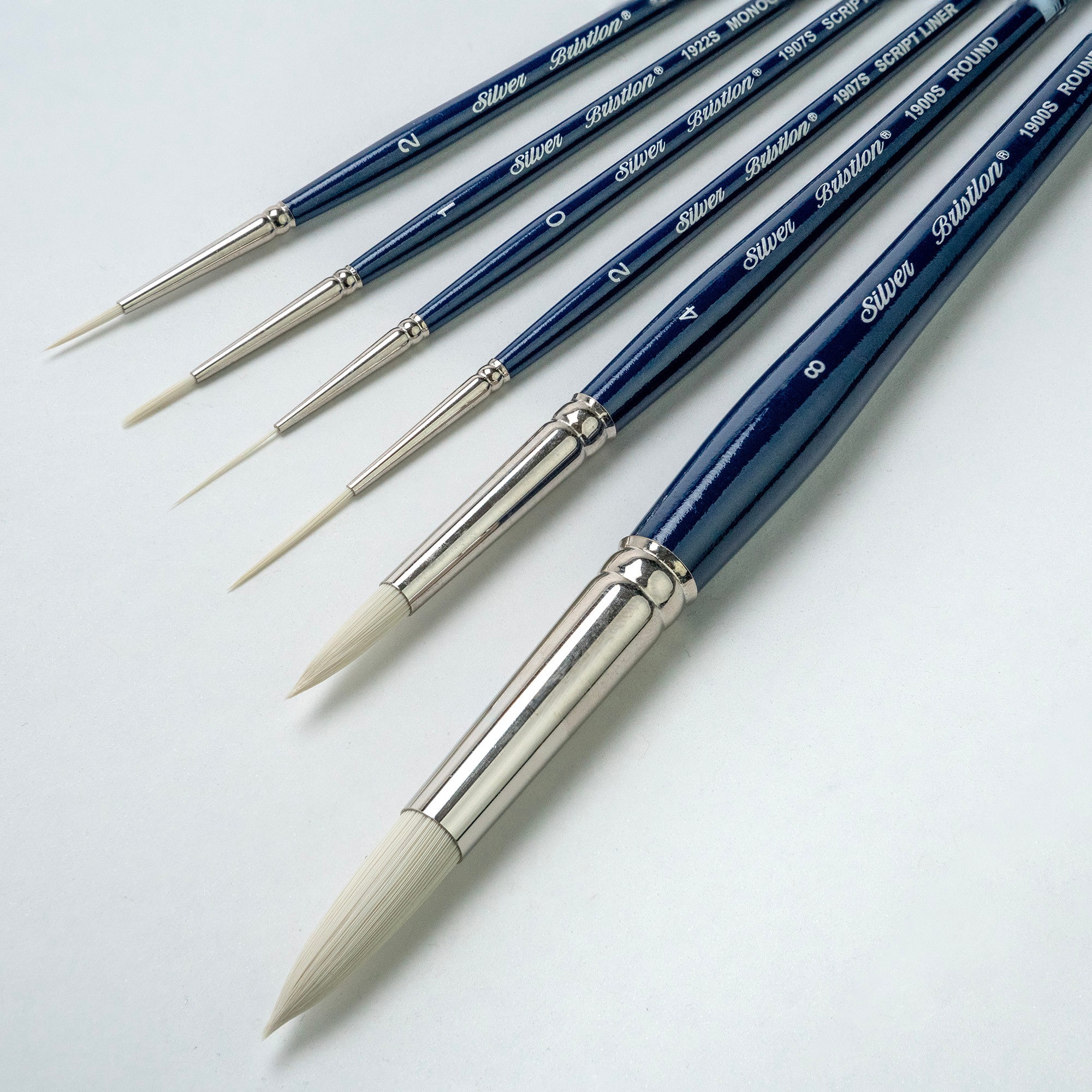 Silver Brush Limited Bristlon Short Handle Liner Brushes, Set of 6