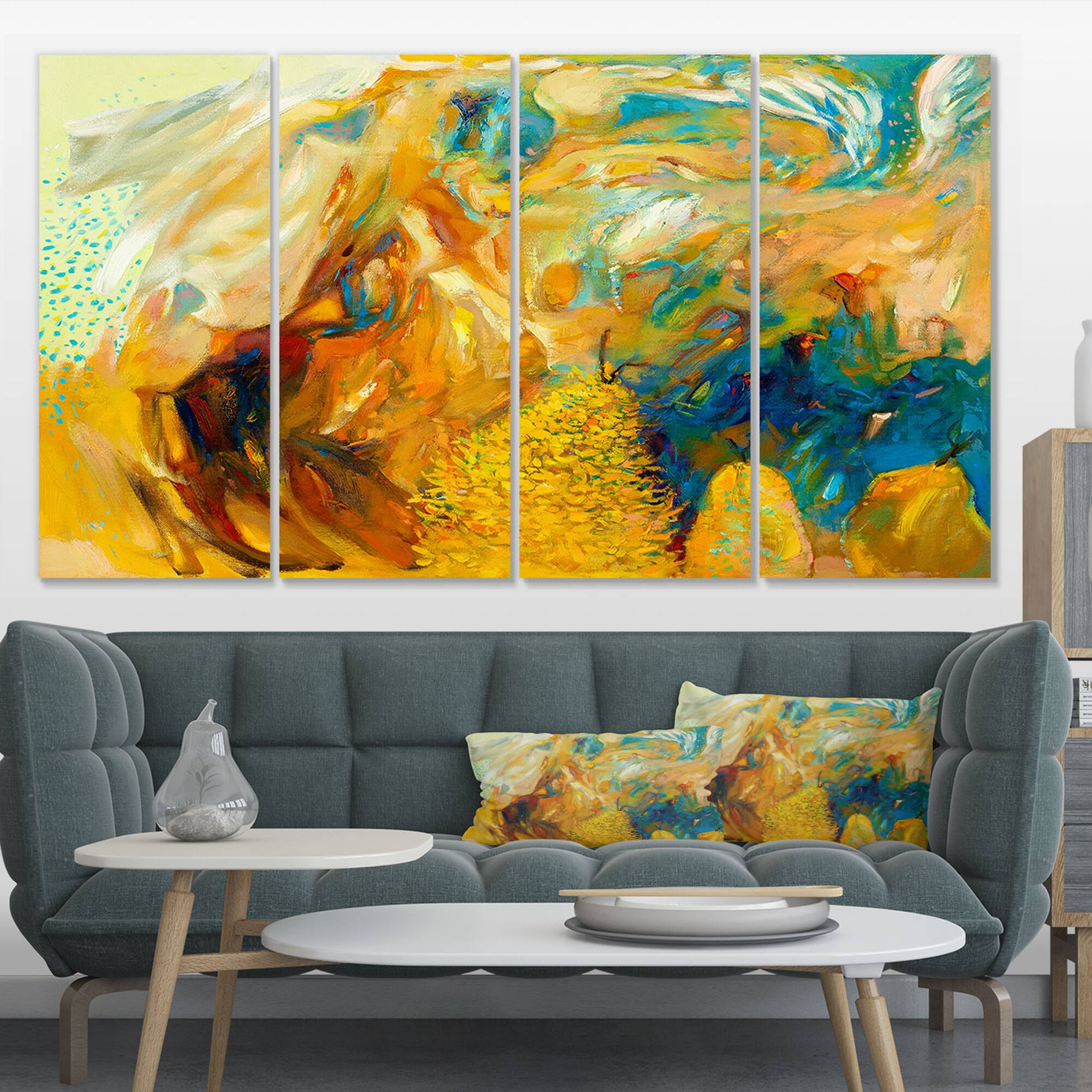 Designart - Abstract Yellow Collage - Large Abstract Canvas Print