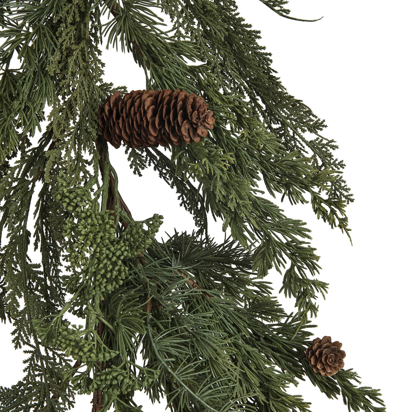 Hello Honey 6ft. Faux Spruce & Pine Garland with Natural Pinecones