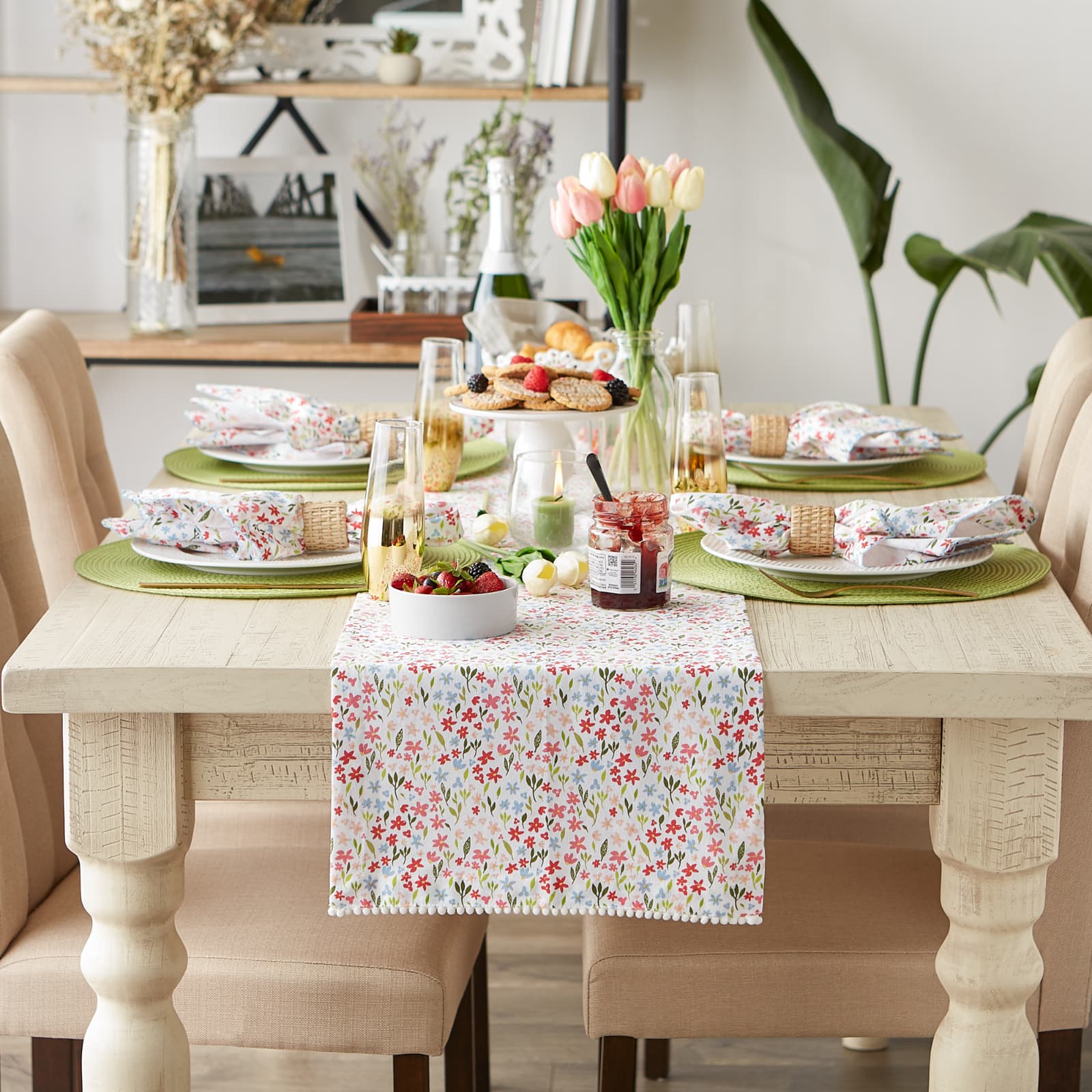 Sweet Flowers Printed Table Runner 14" x 108"
