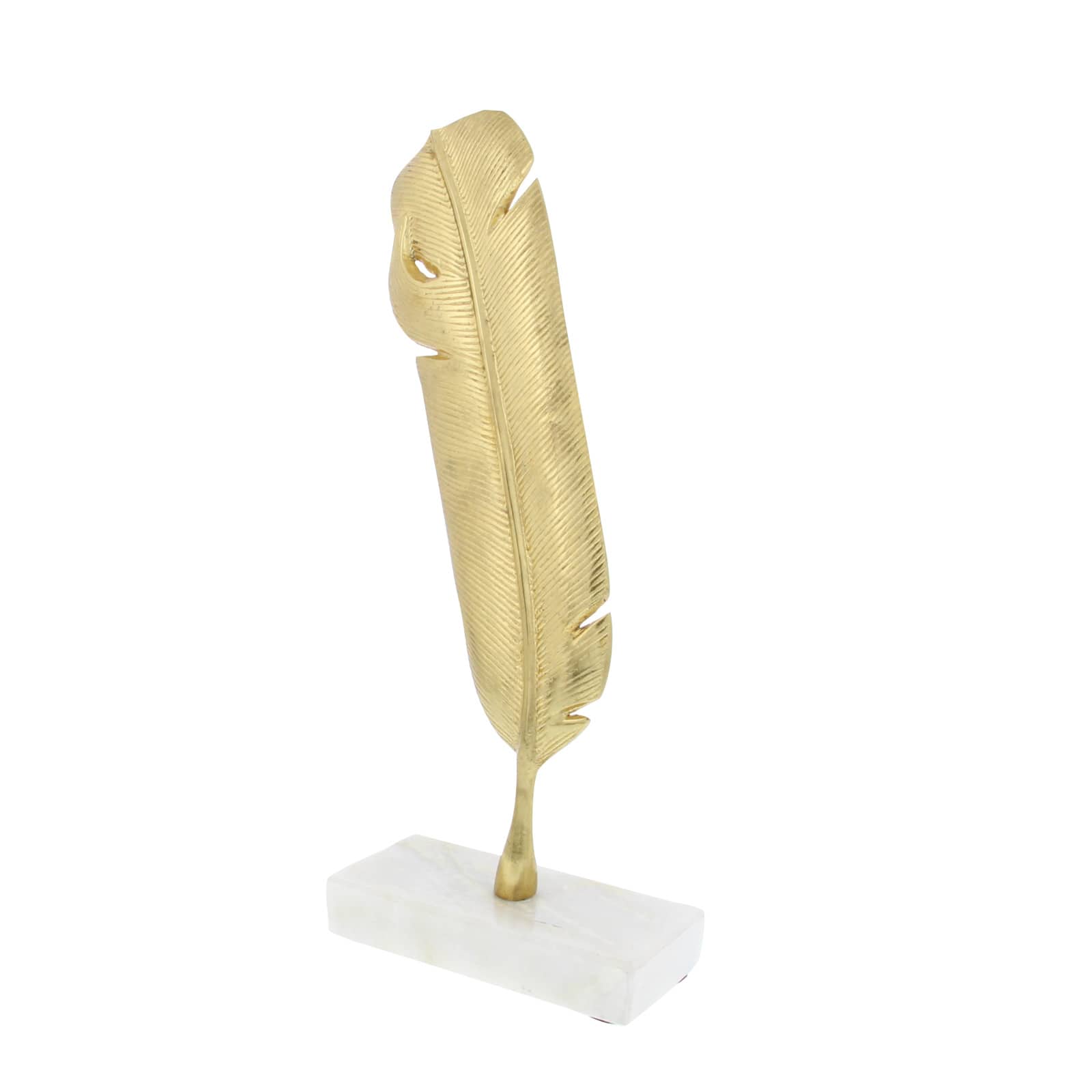 CosmoLiving by Cosmopolitan 12" Gold Aluminum Feather Sculpture