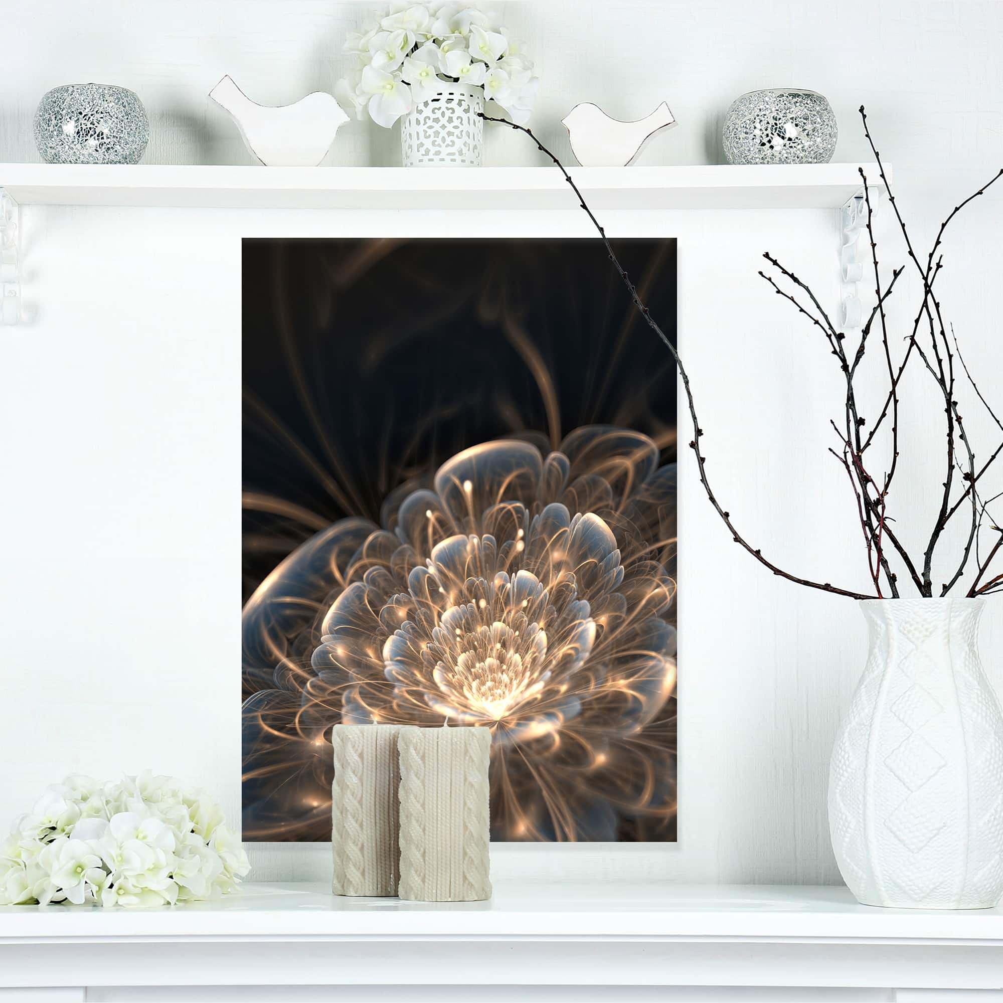 Designart - Fractal Flower with Golden Rays