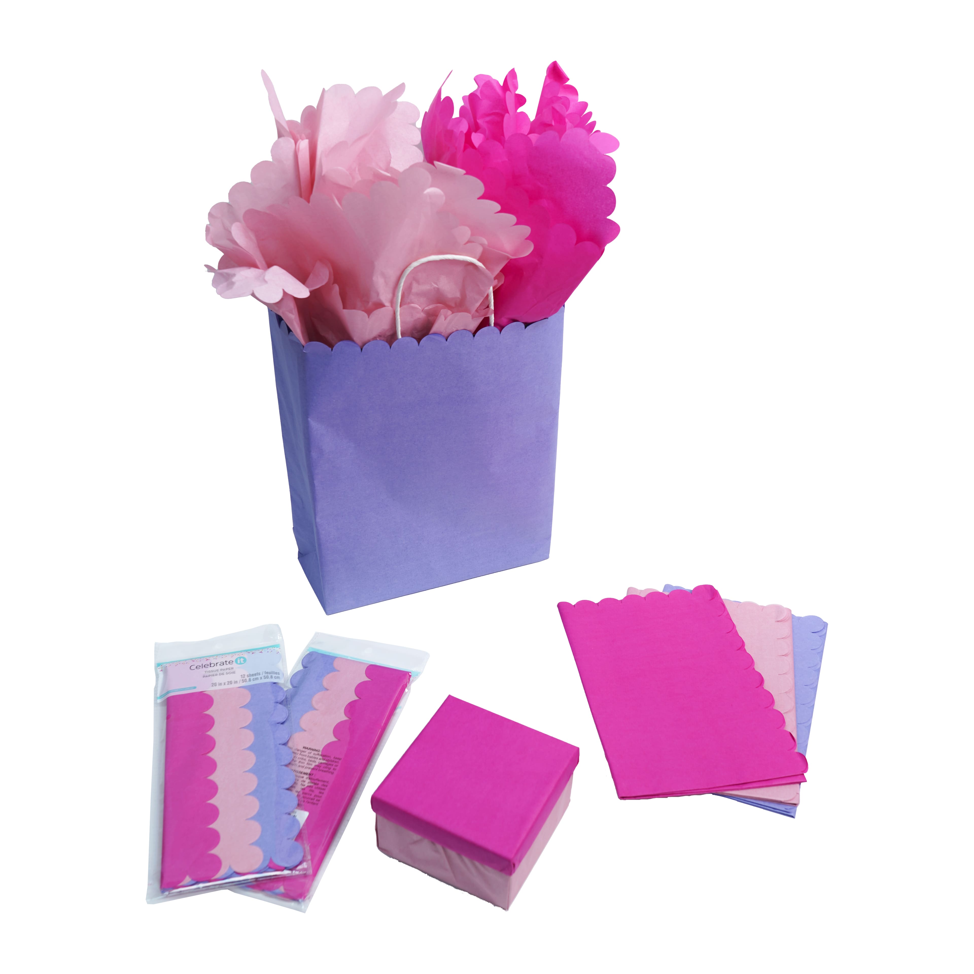 Pink & Purple Mix Scalloped Tissue Paper Sheets, 12ct. by Celebrate It™