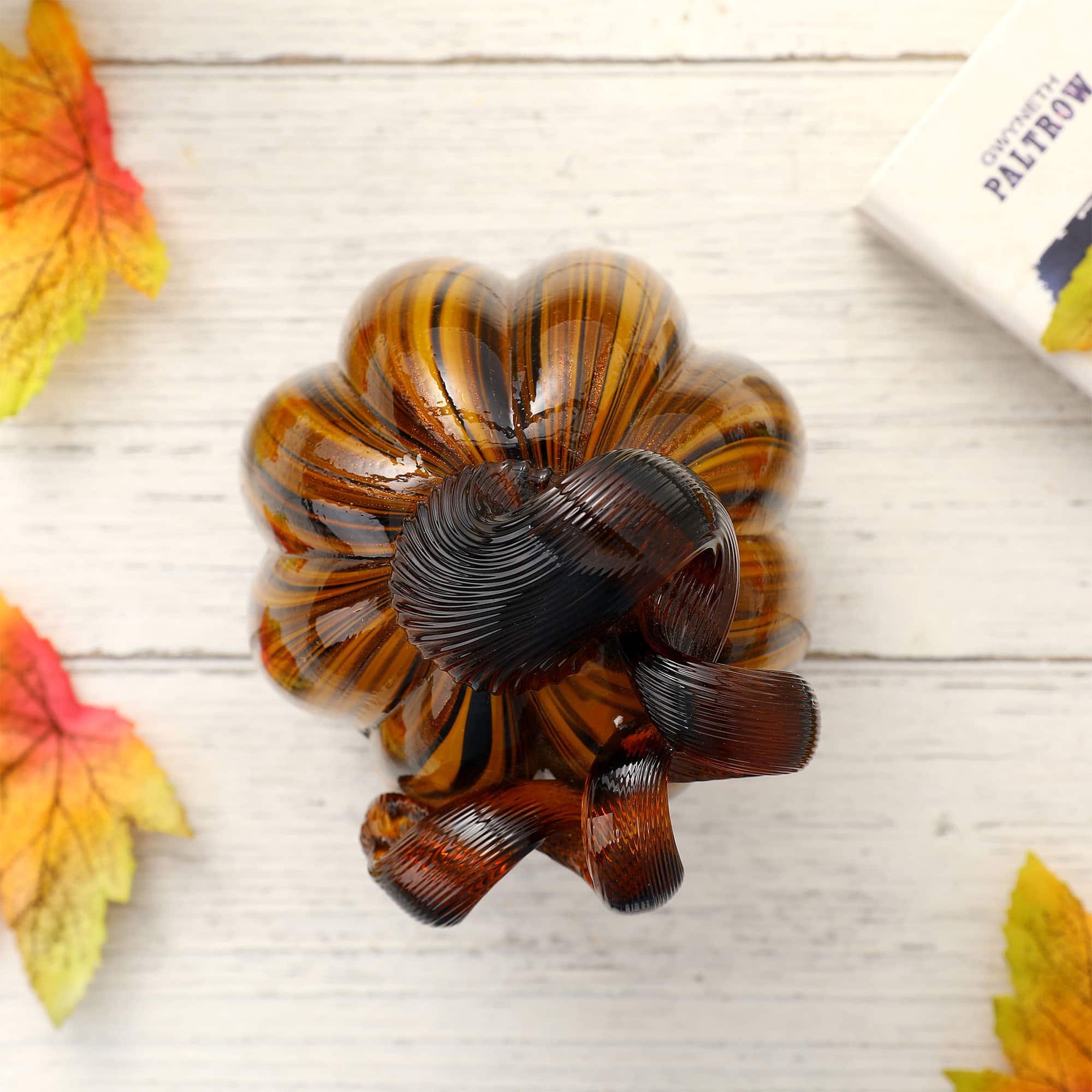 Glitzhome® Medium Glass Pumpkin, Multicolor Stripes