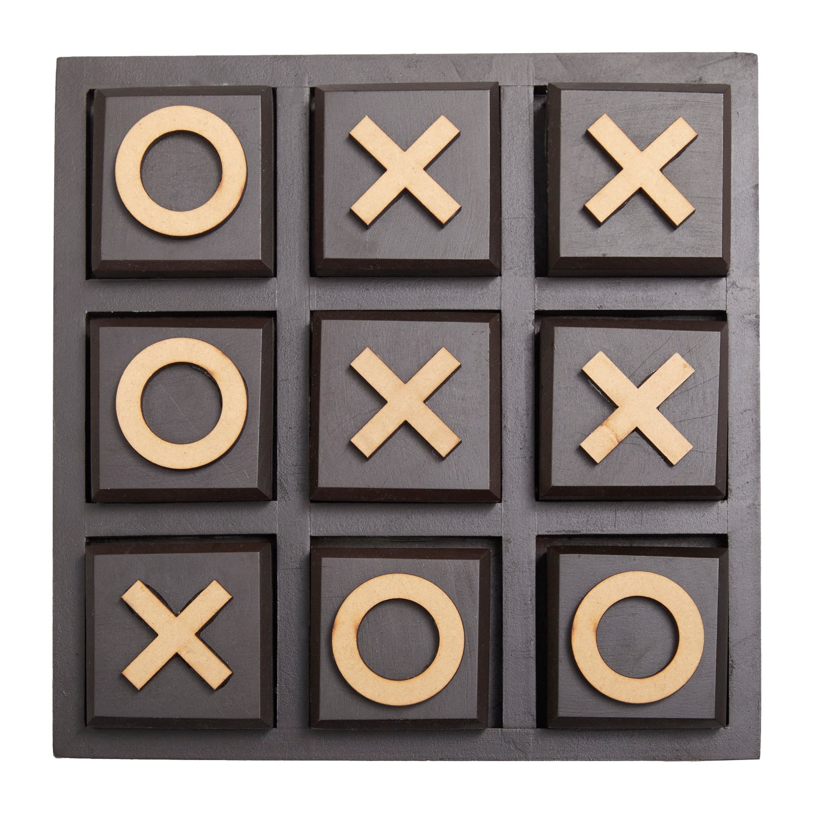 10" Black Wood Tic-Tac-Toe Game Set