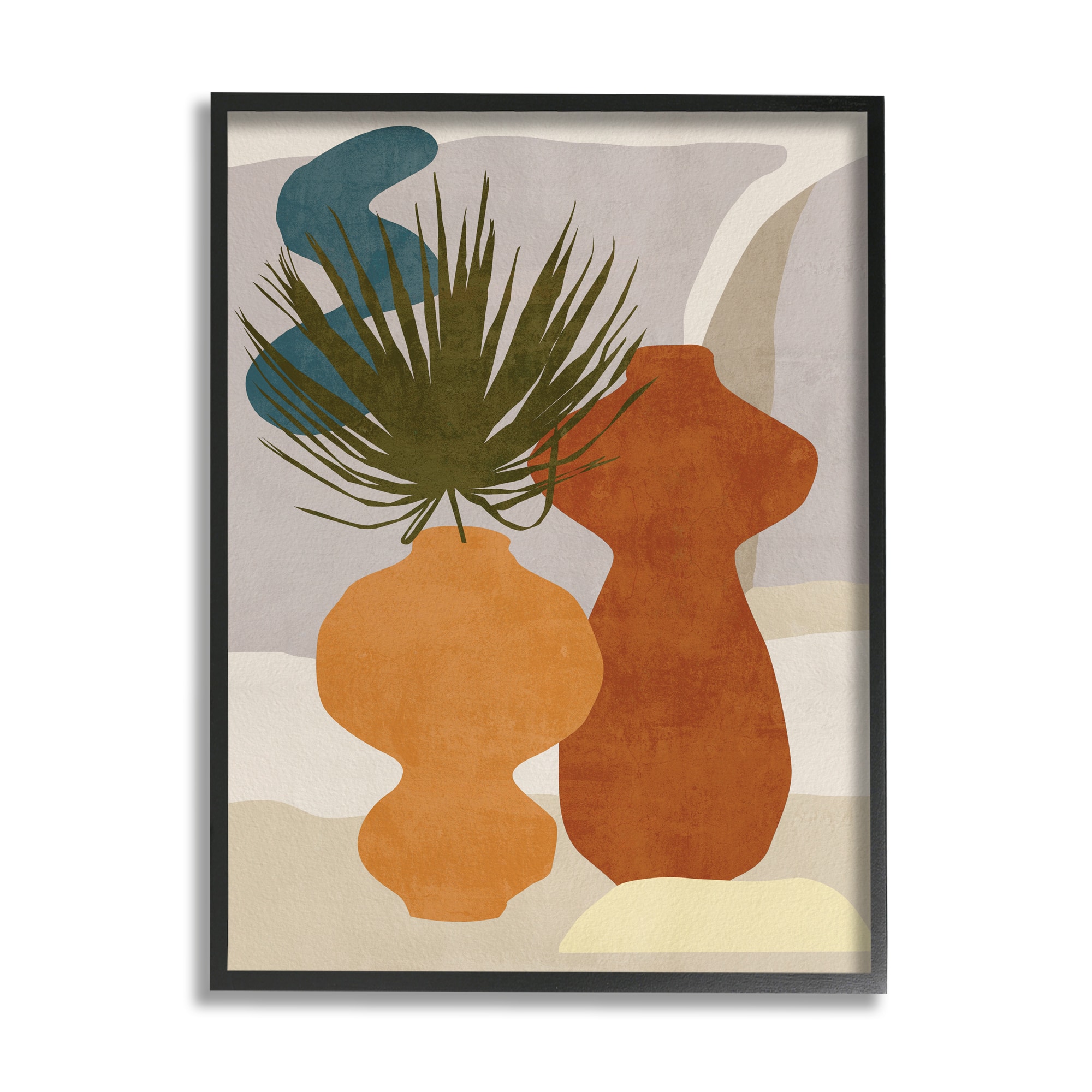 Stupell Industries Western Abstract Vases Brown Orange Green in Frame Wall Art