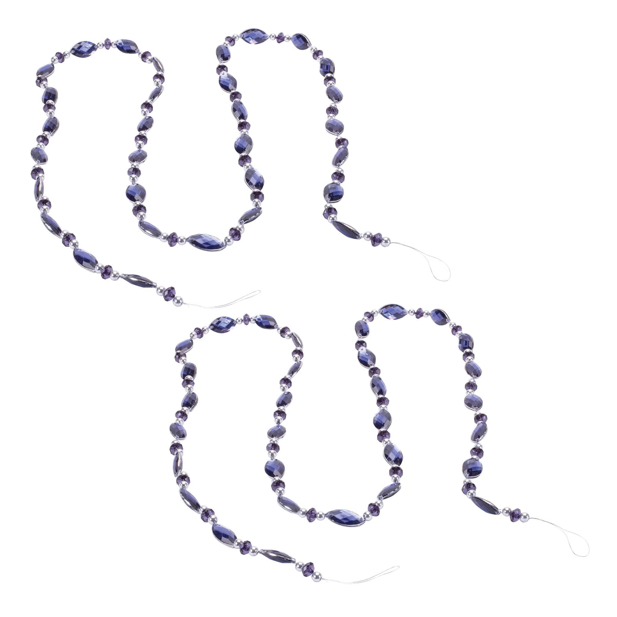 5ft. Blue & Silver Jewel Bead String Garlands, 2ct.