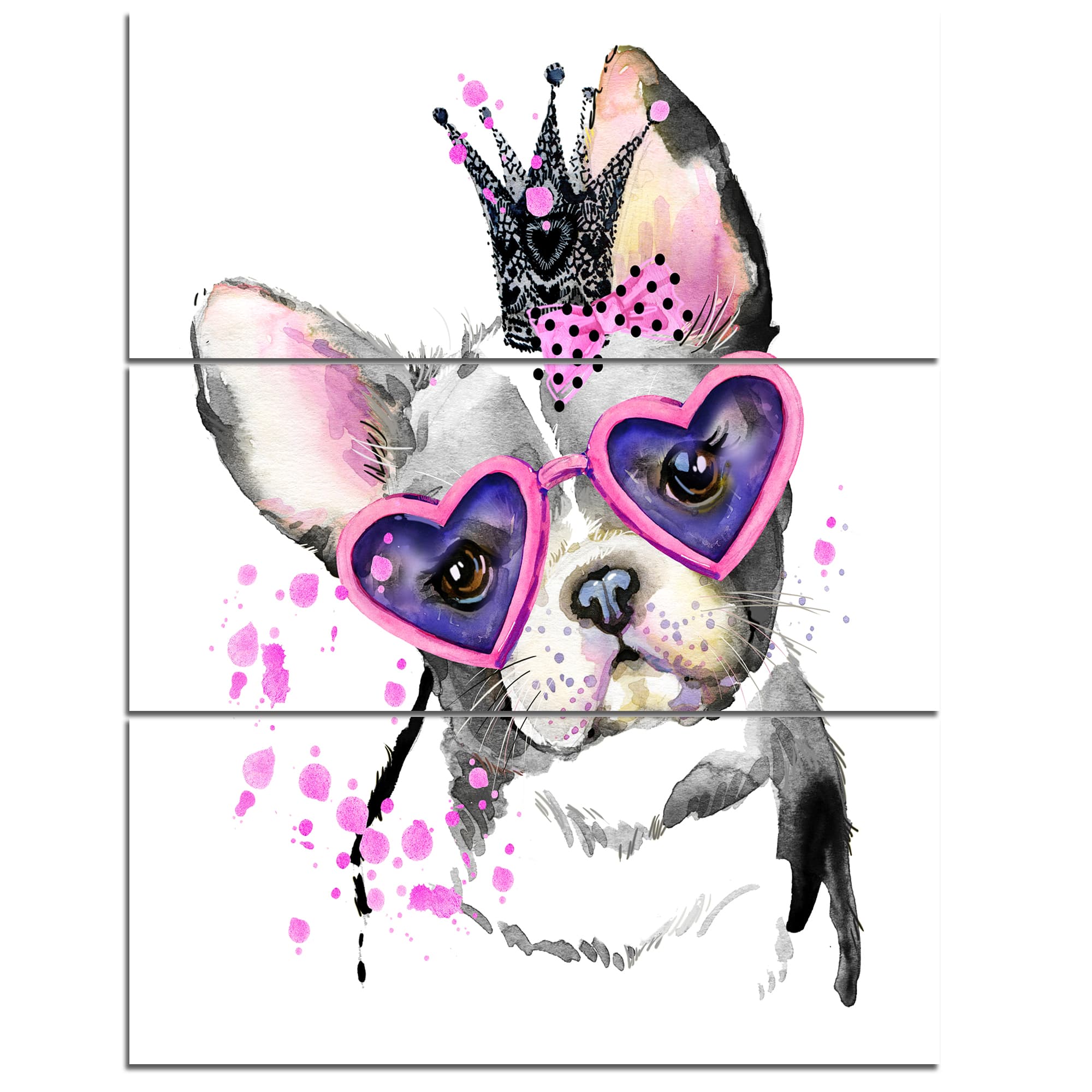 Designart - Sweet Funny Dog with Glasses - Animal Canvas Wall Art