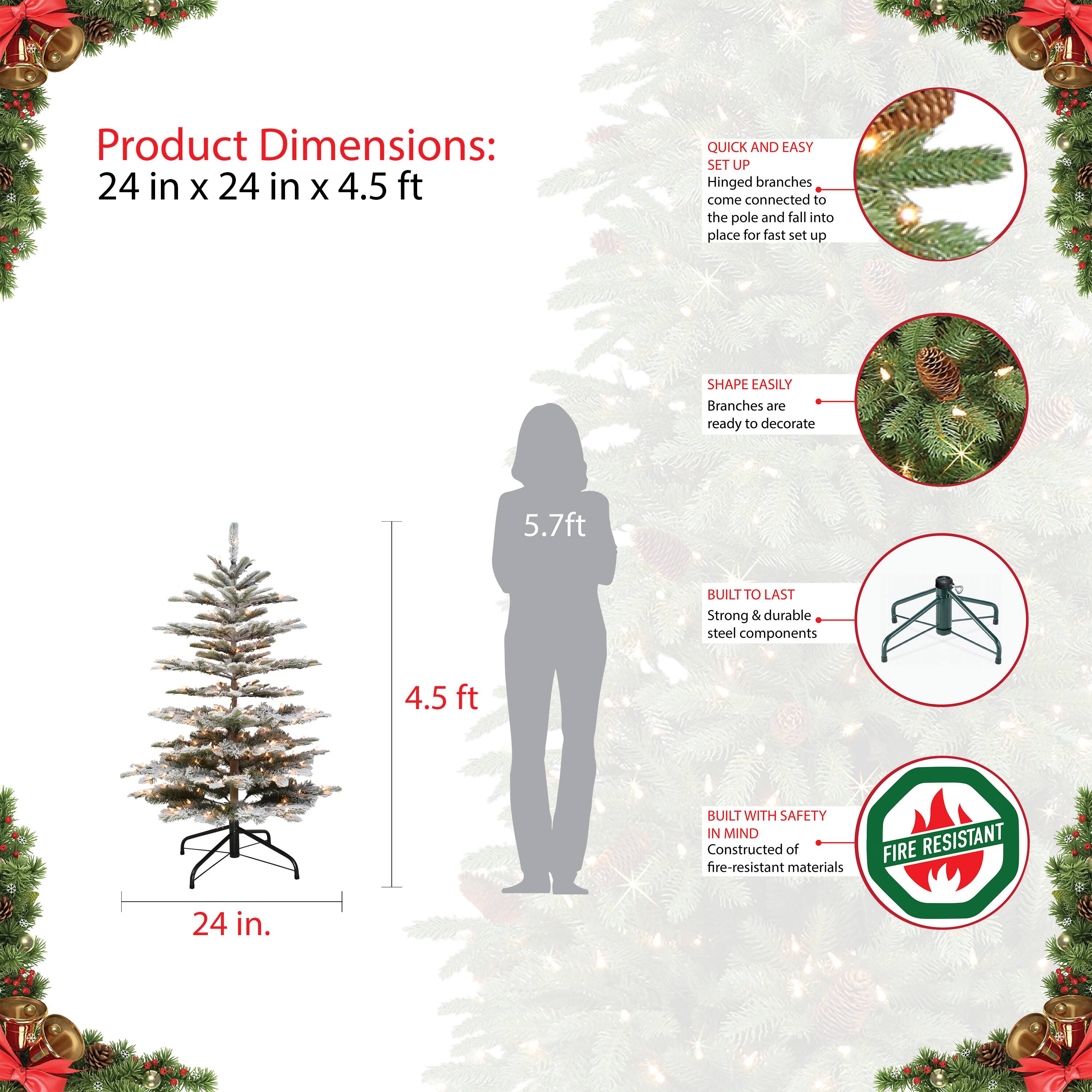 6 Pack: 4.5ft. Pre-Lit Flocked Aspen Fir Artificial Christmas Tree, Clear Lights