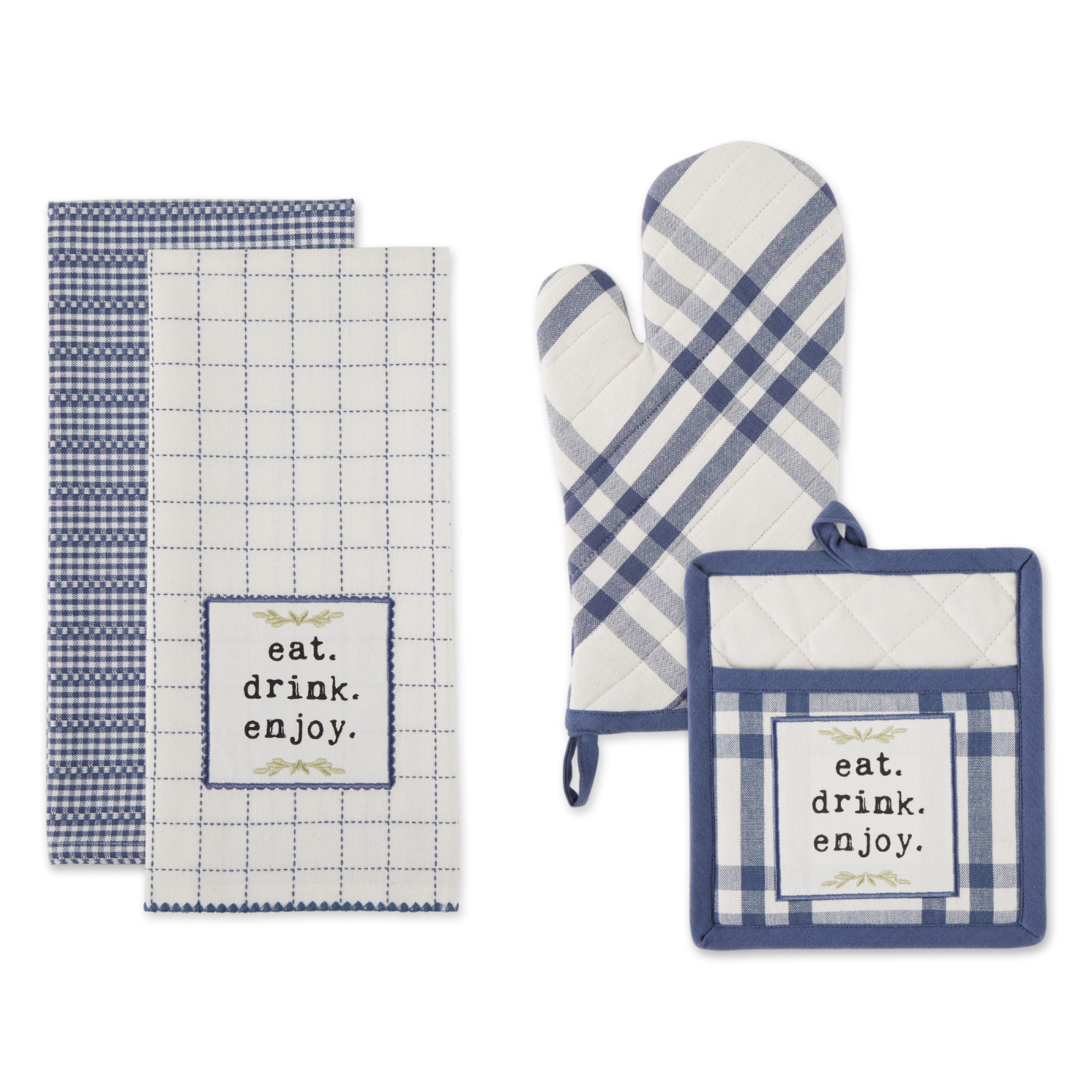 DII® Eat, Drink & Enjoy Kitchen Towels, Potholder & Mitt Set