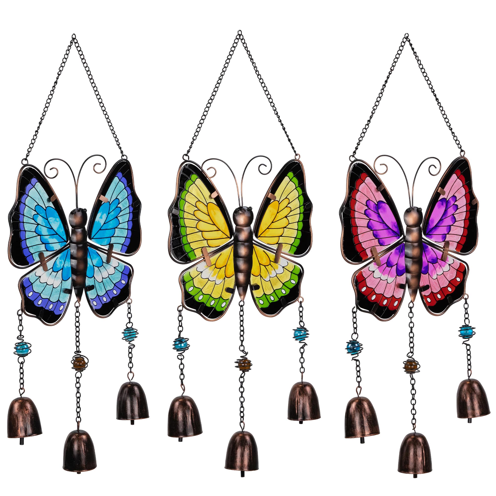21" Metal Butterfly Outdoor Garden Suncatcher Windchimes, 3ct.