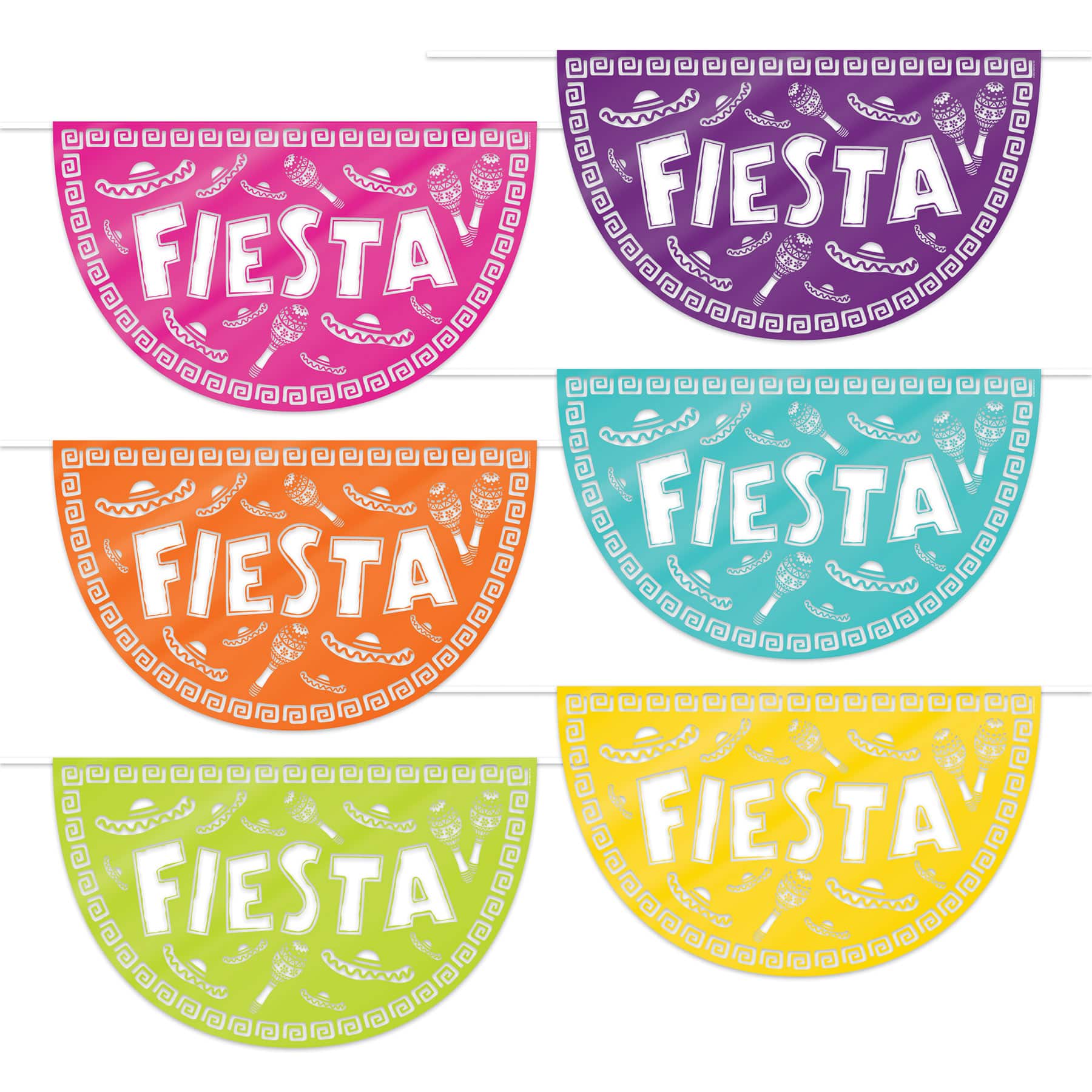 Beistle 30" x 18" Fiesta Assorted Picado-Style Plastic Bunting Set | Michaels®