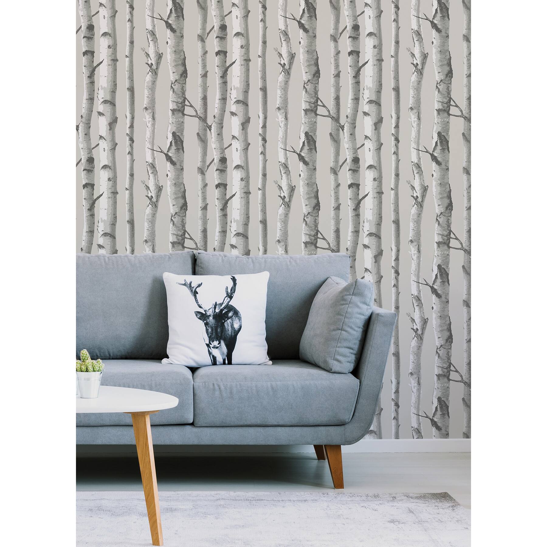 InHome Birch Forest Gray Peel & Stick Wallpaper