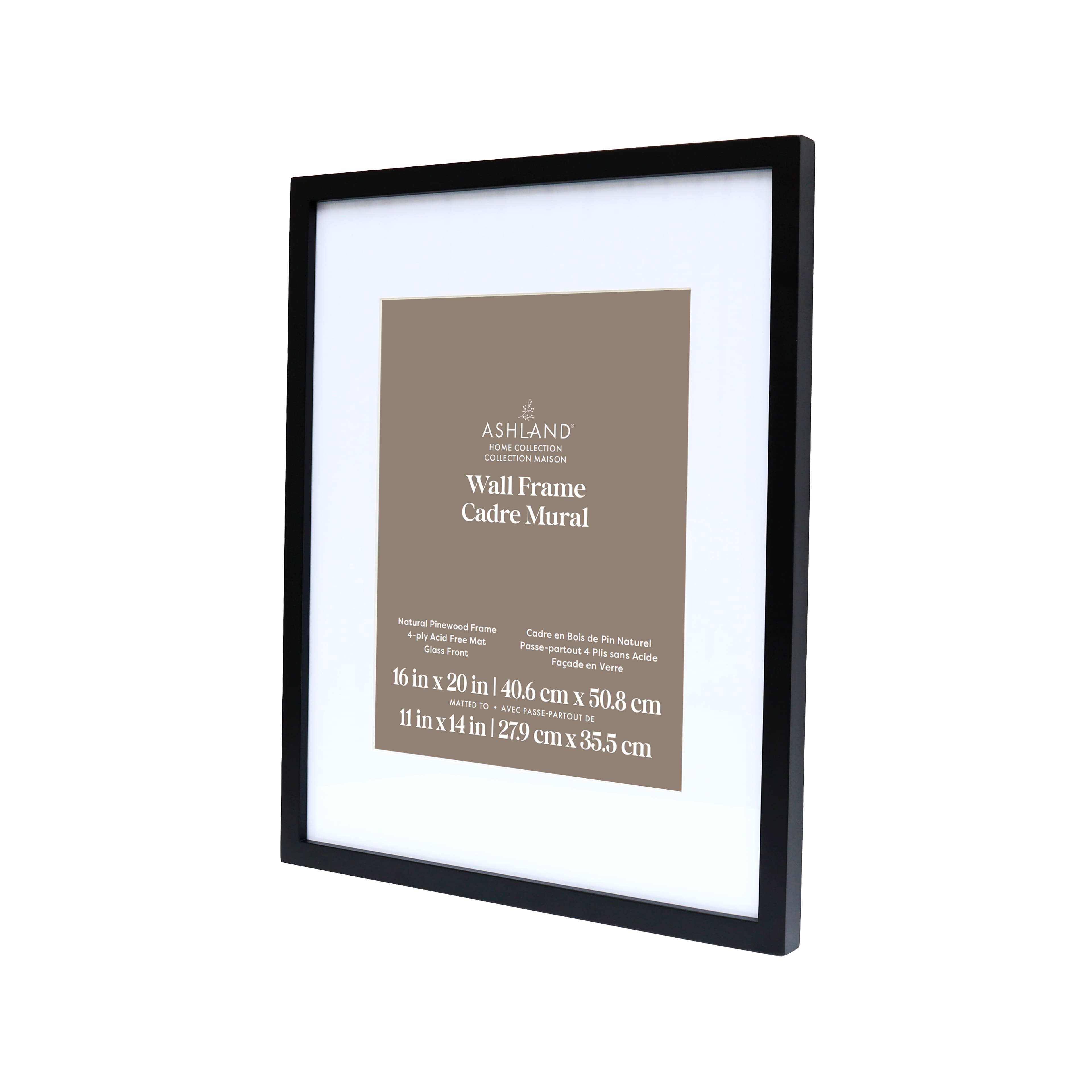 Home Black Natural Pinewood Wall Frame with Mat by Ashland®