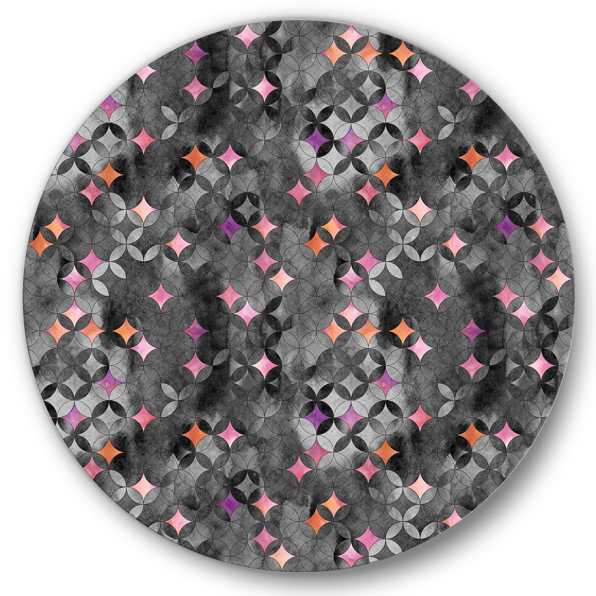 Designart - Geometry Intersecting Circles With Pink Stars