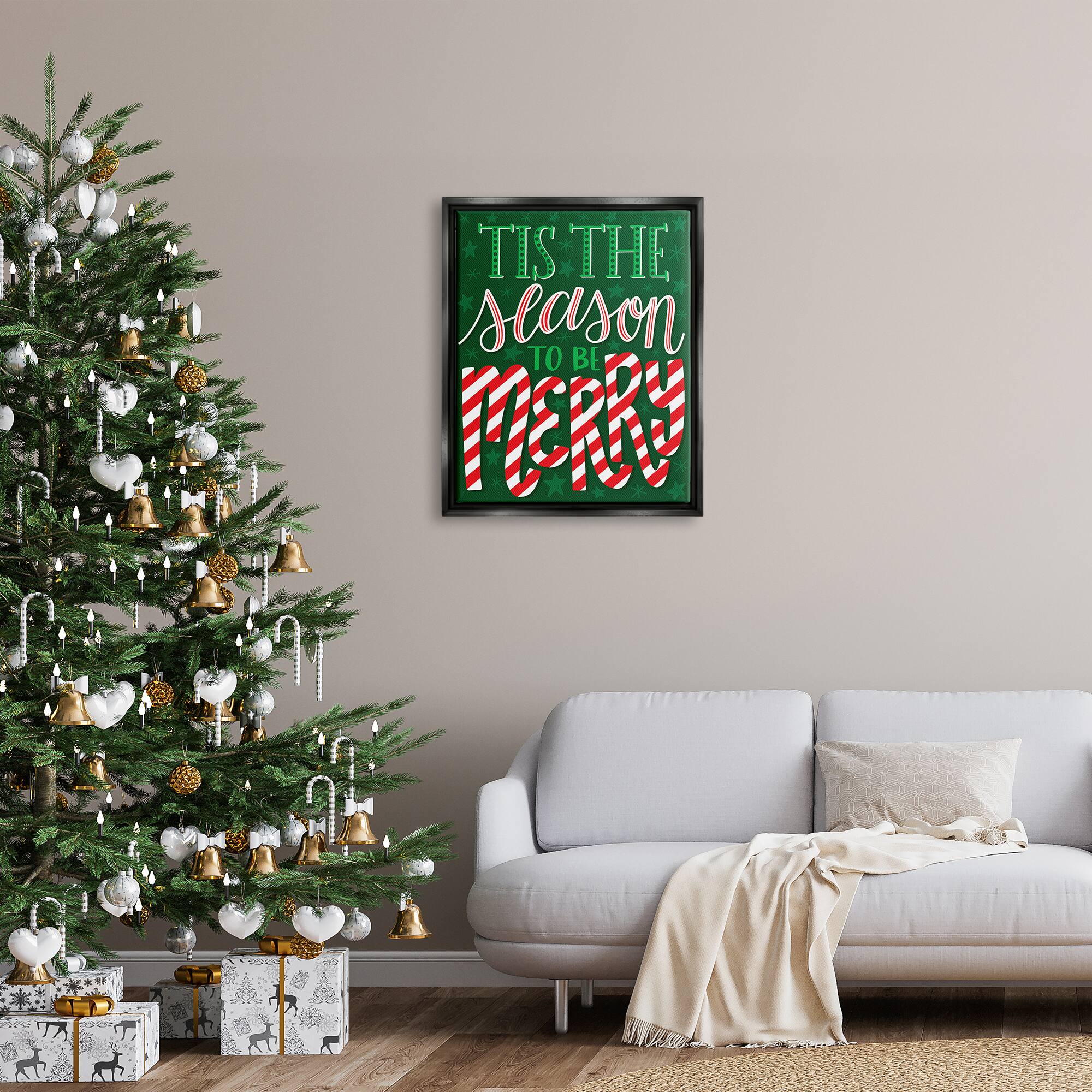 Stupell Industries Tis The Season To Be Merry Patterned Framed Floater Canvas Wall Art