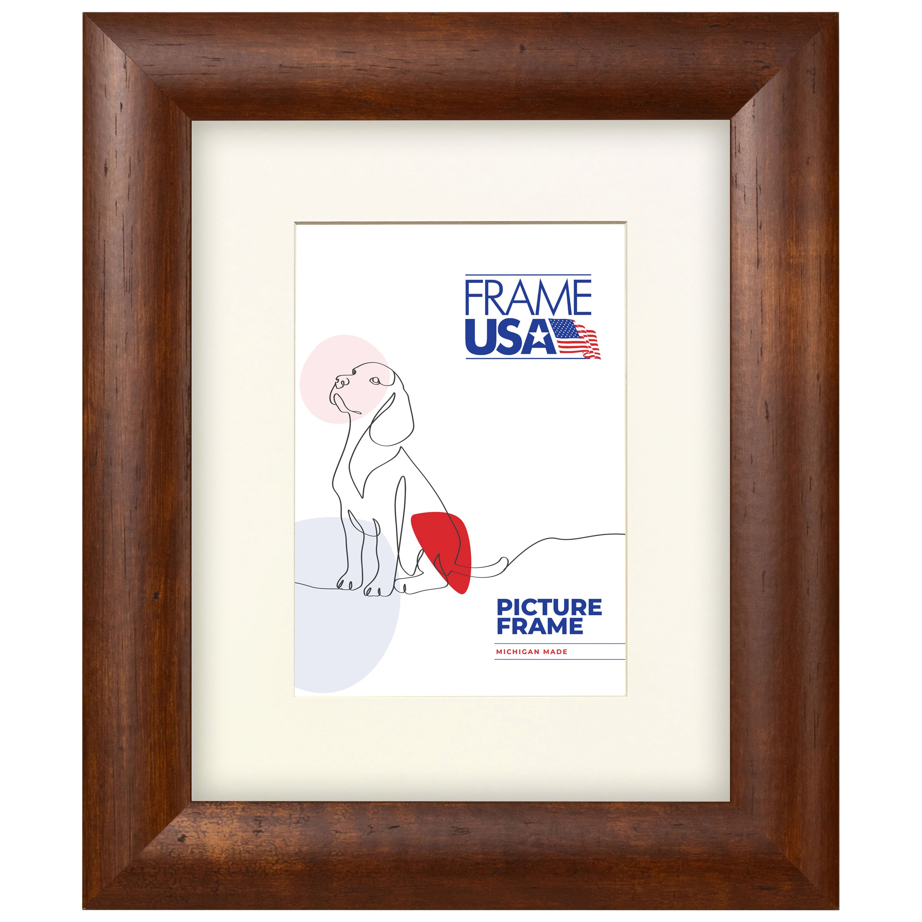 Frame USA Honey Rounded Brown Single Image Picture Frame with Mat