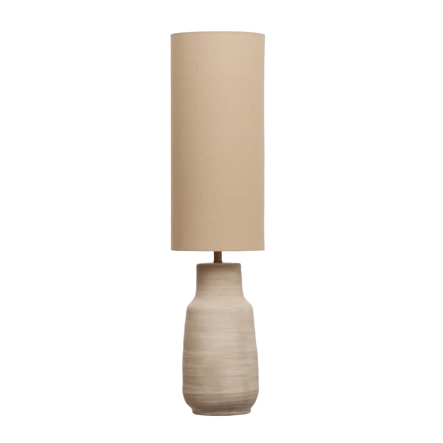Hello Honey® 4ft. Sand Color Ceramic Floor Lamp with Linen Shade
