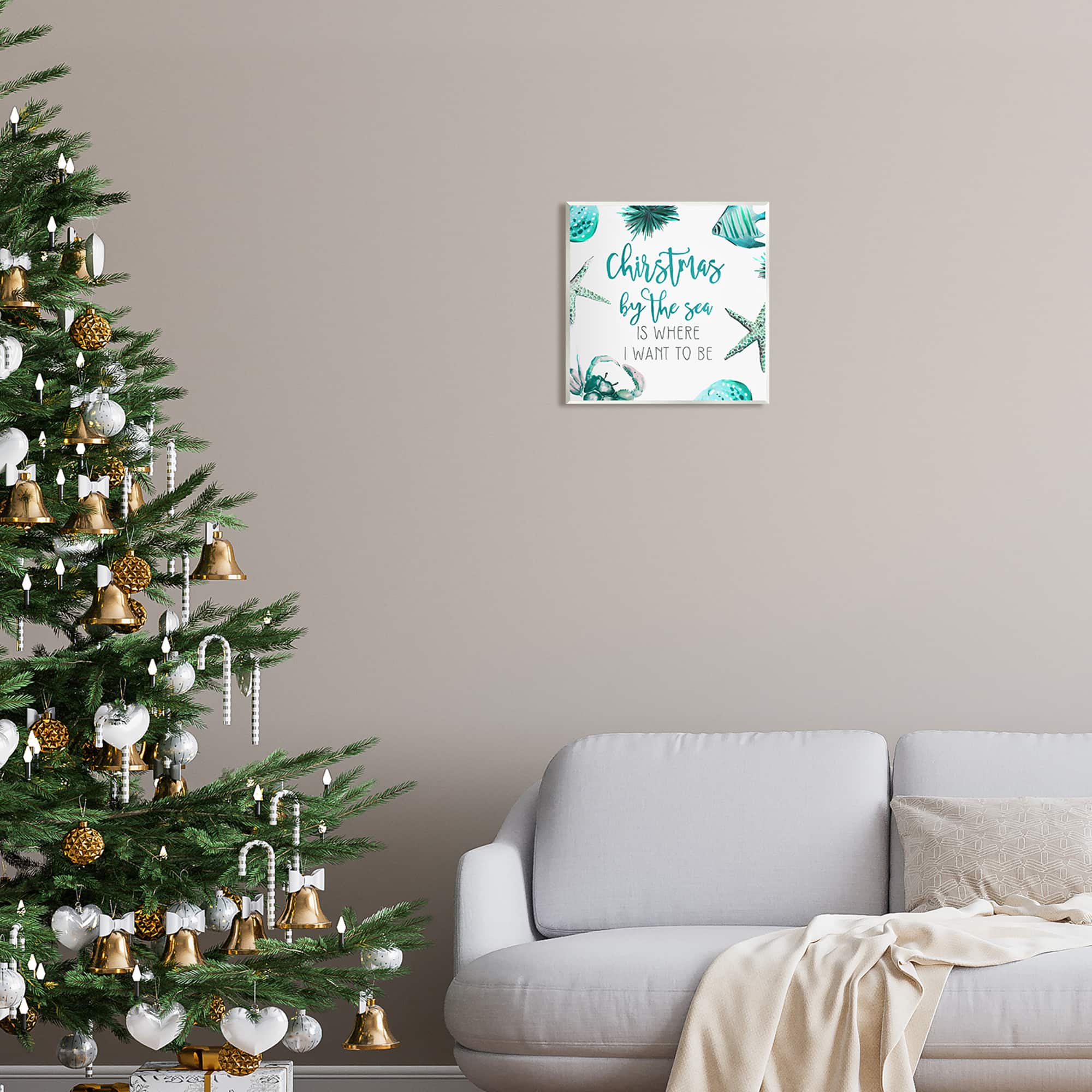 Stupell Industries Christmas By The Sea Phrase Wall Plaque Art