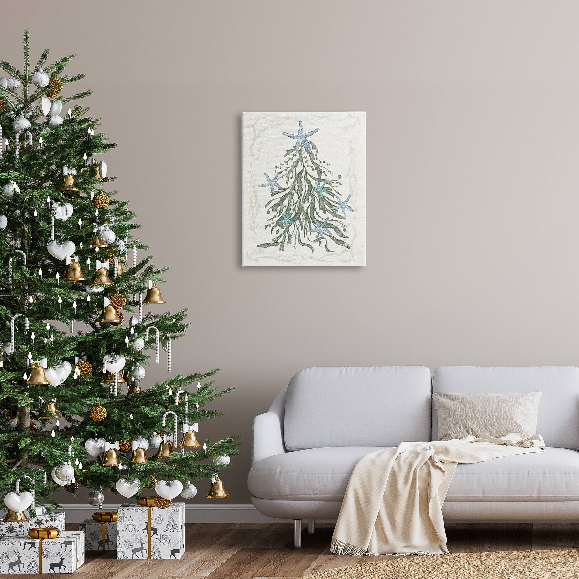 Stupell Industries Nautical Christmas Tree Sea Life Canvas Wall Art