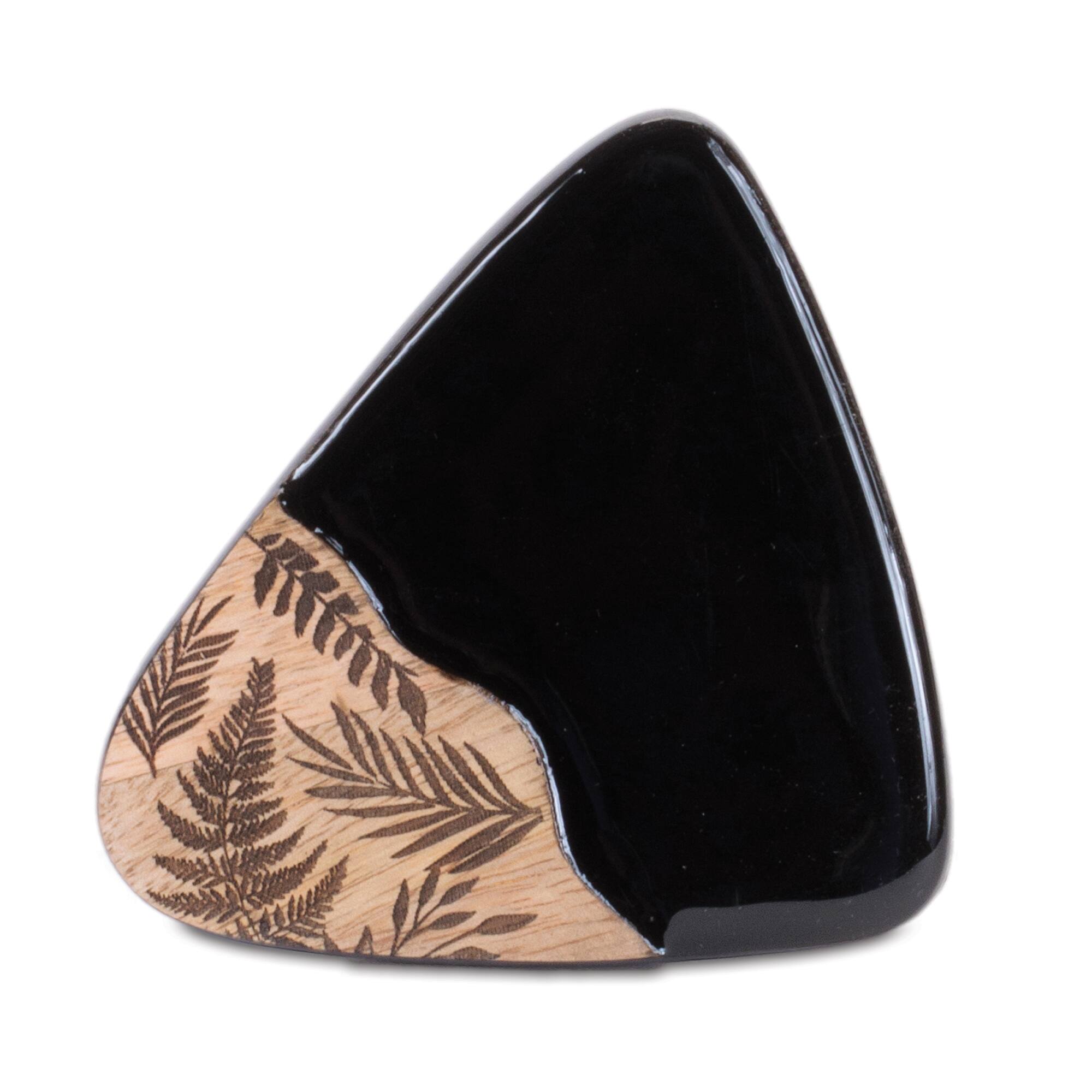 5" Floral Etched Wood Coaster with Holder Set