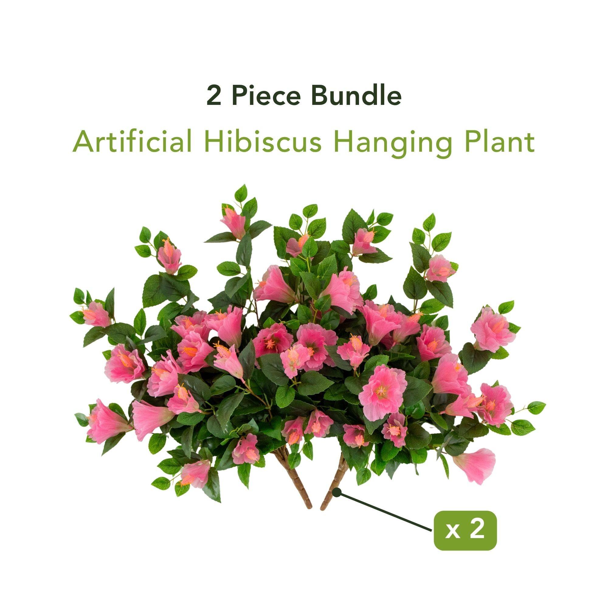 24" UV Resistant Artificial Hibiscus Hanging Plants