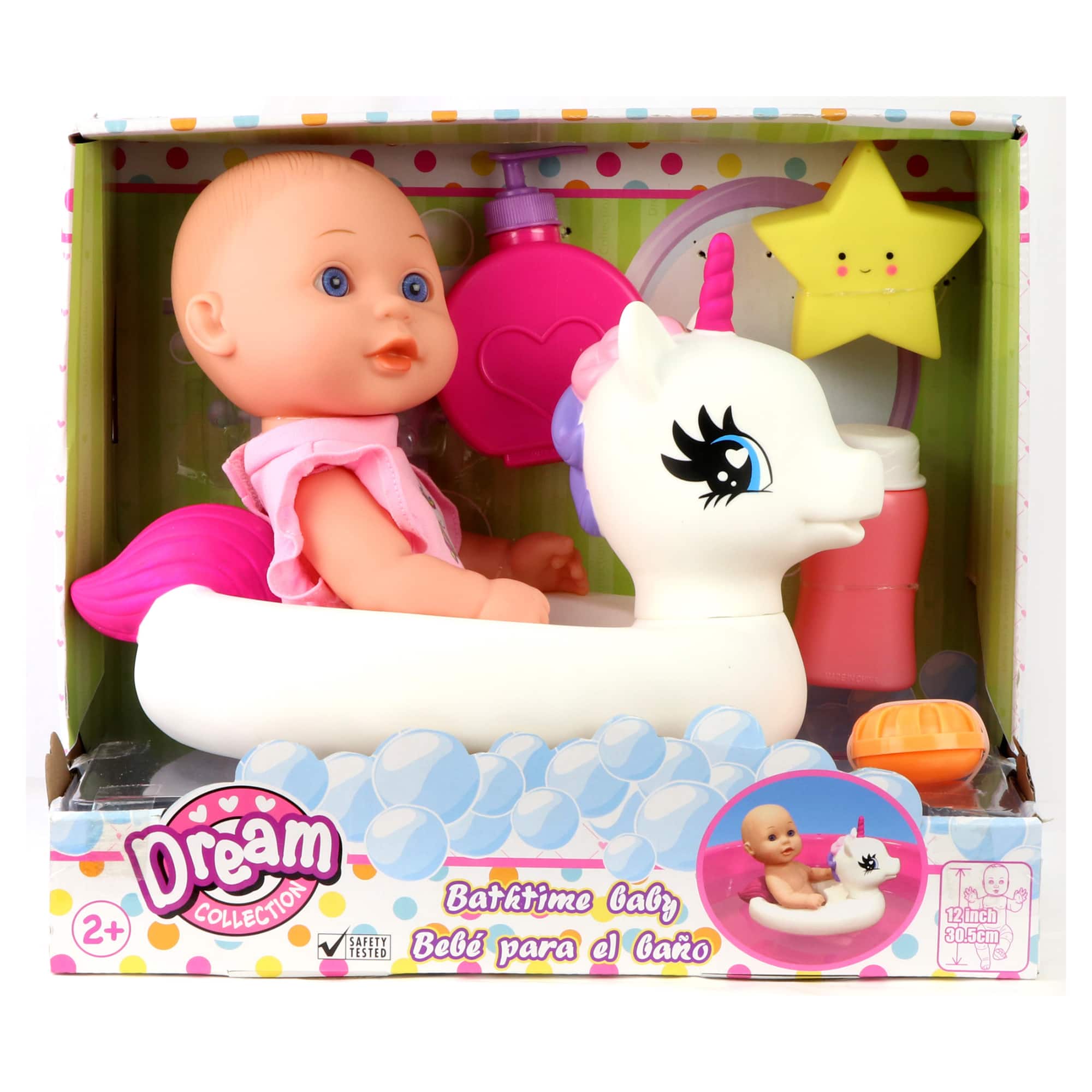 Gi-Go 12" Bath Time Baby Doll With Unicorn Floatie