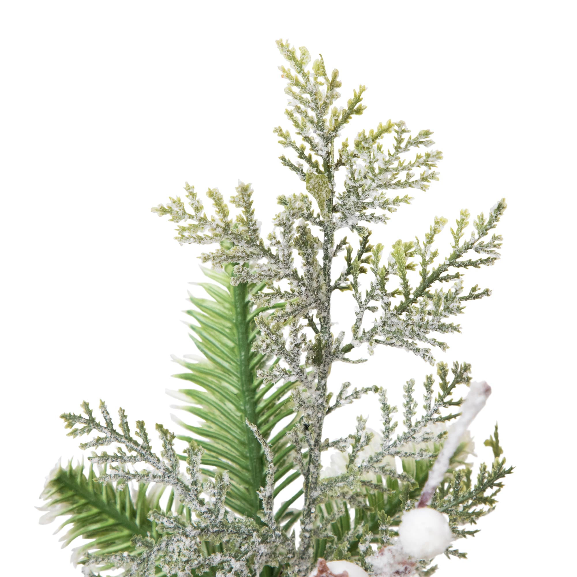 Northlight 20" Unlit Flocked & Frosted Mixed Foliage Artificial Christmas Tree in Burlap Base