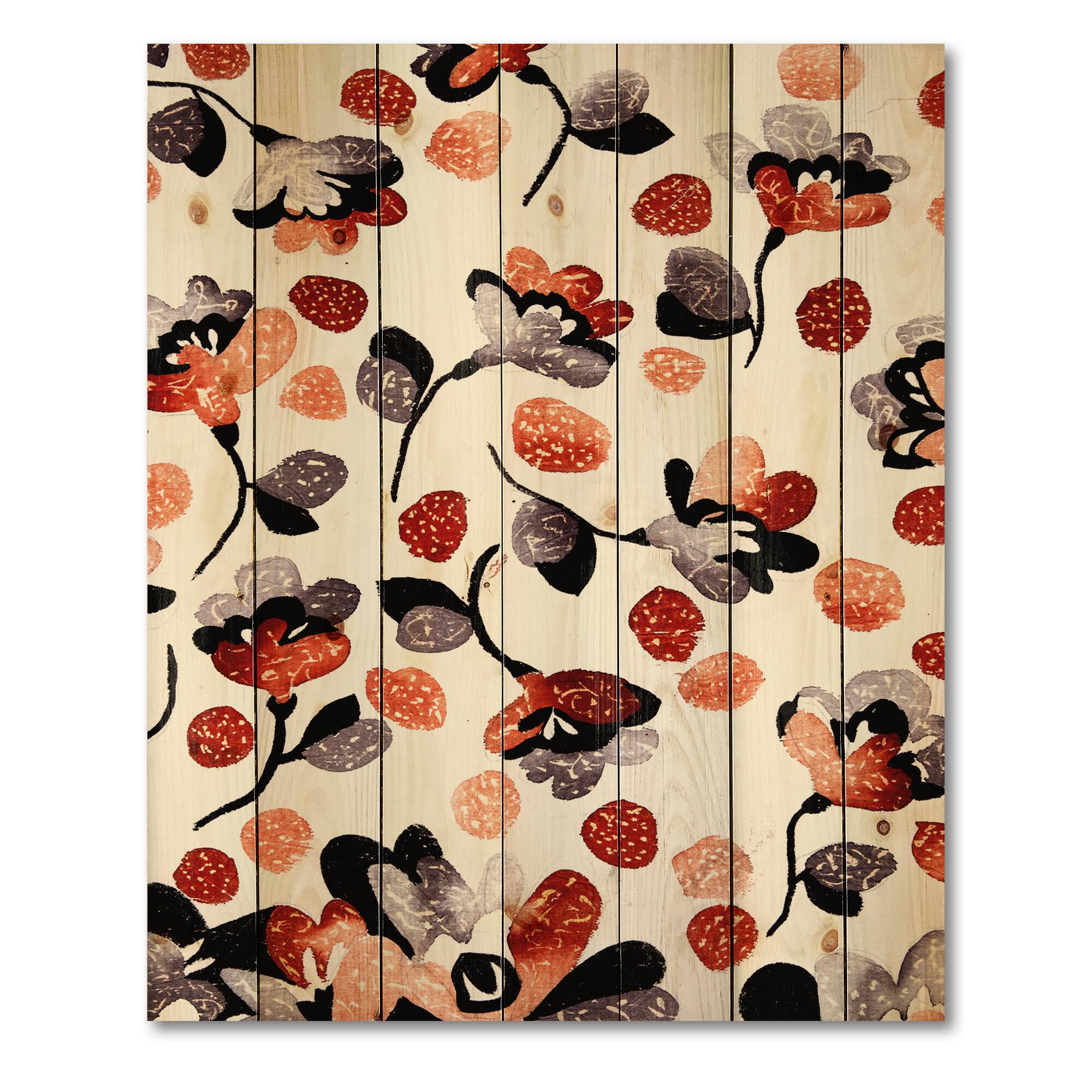 Designart - Modern Flower In Blue Red and Orange