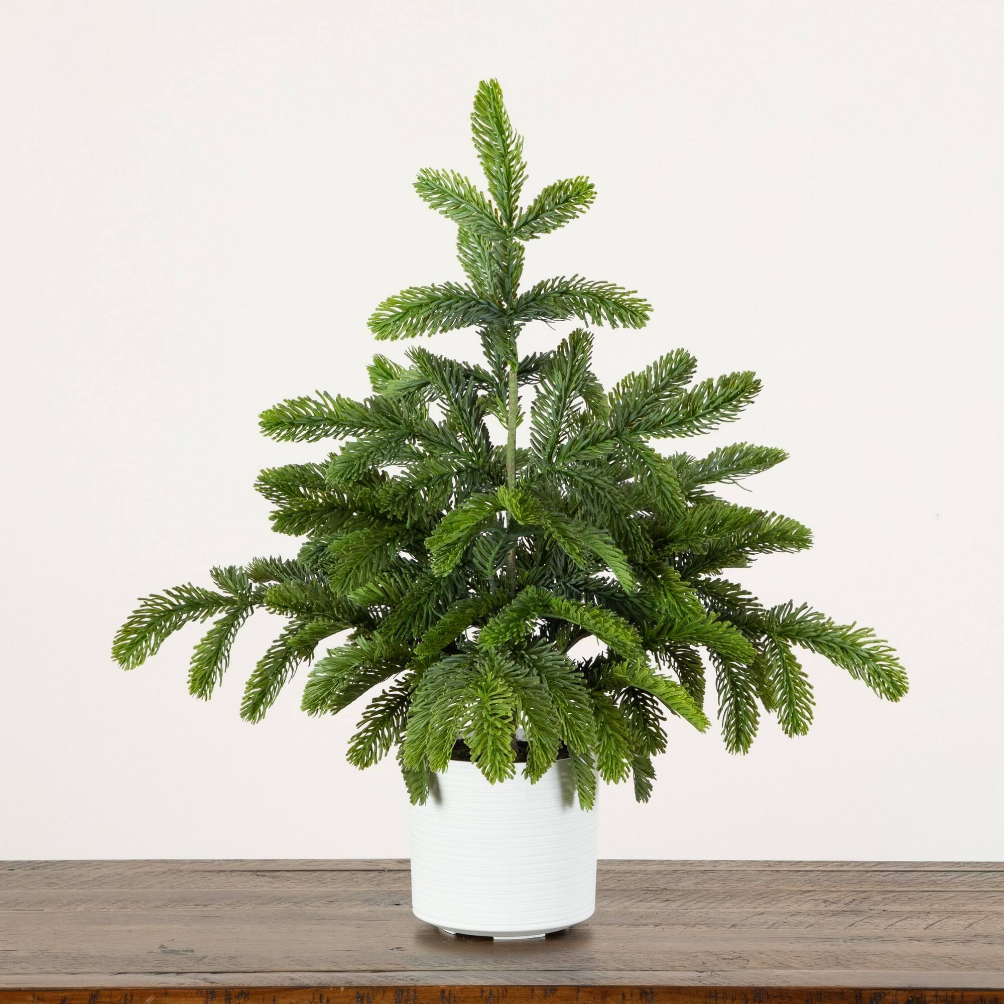 Nearly Natural 24" Artificial Real Touch Christmas Pine in White Decorative Planter