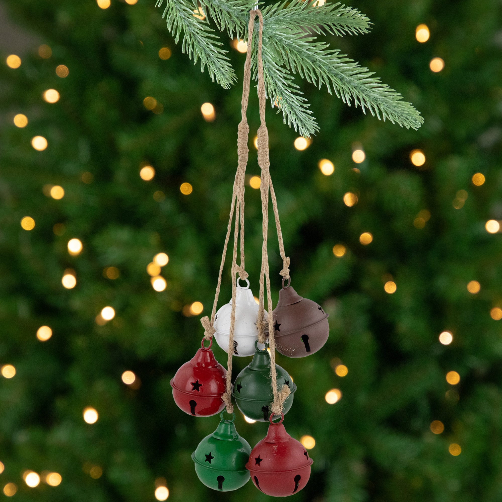 Cascading Christmas Jingle Bell Ornaments - 13.5" - Multicolor - Set of 2