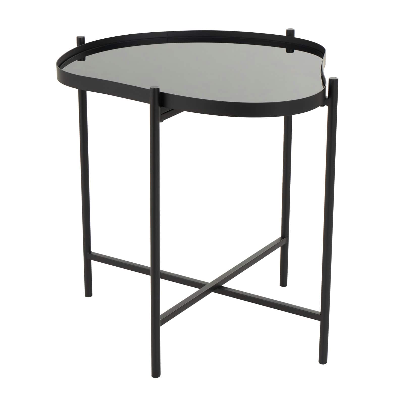 Black Metal Abstract Wavy Accent Table with X-Shaped Base