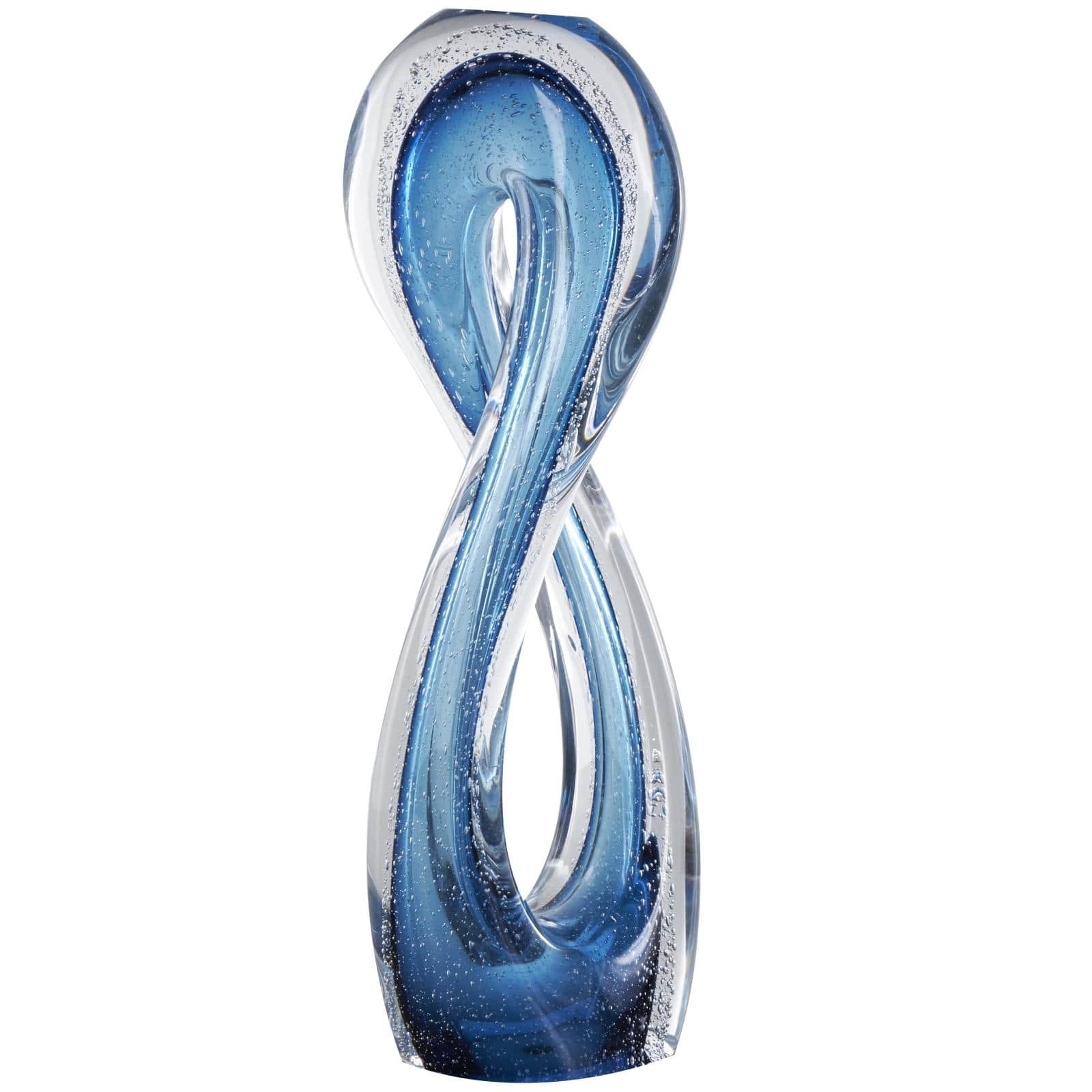 17" Blue Glass Geometric Ombre Twisted Infinity Loop Sculpture