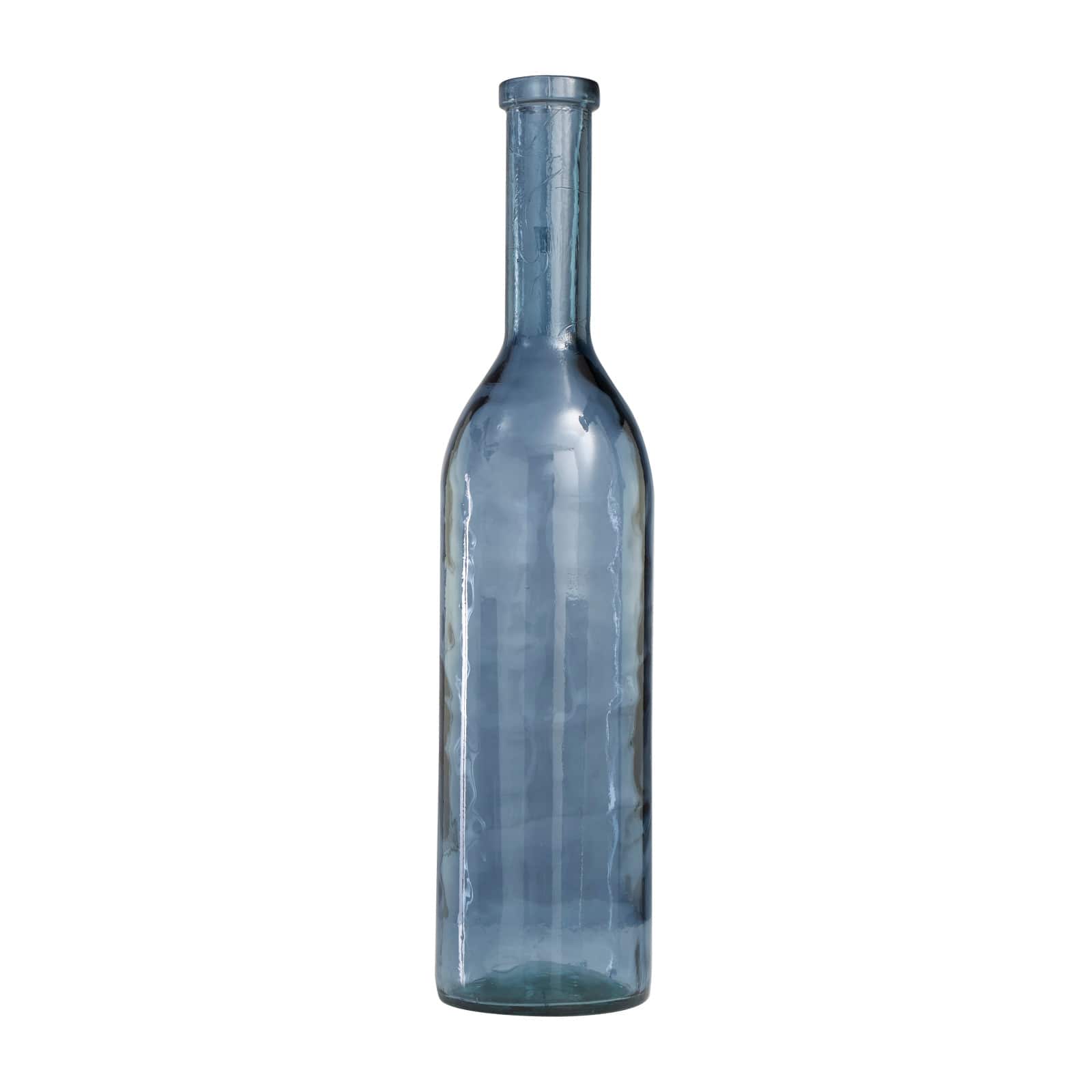 30" Blue Recycled Glass Tall Spanish Bottleneck Vase