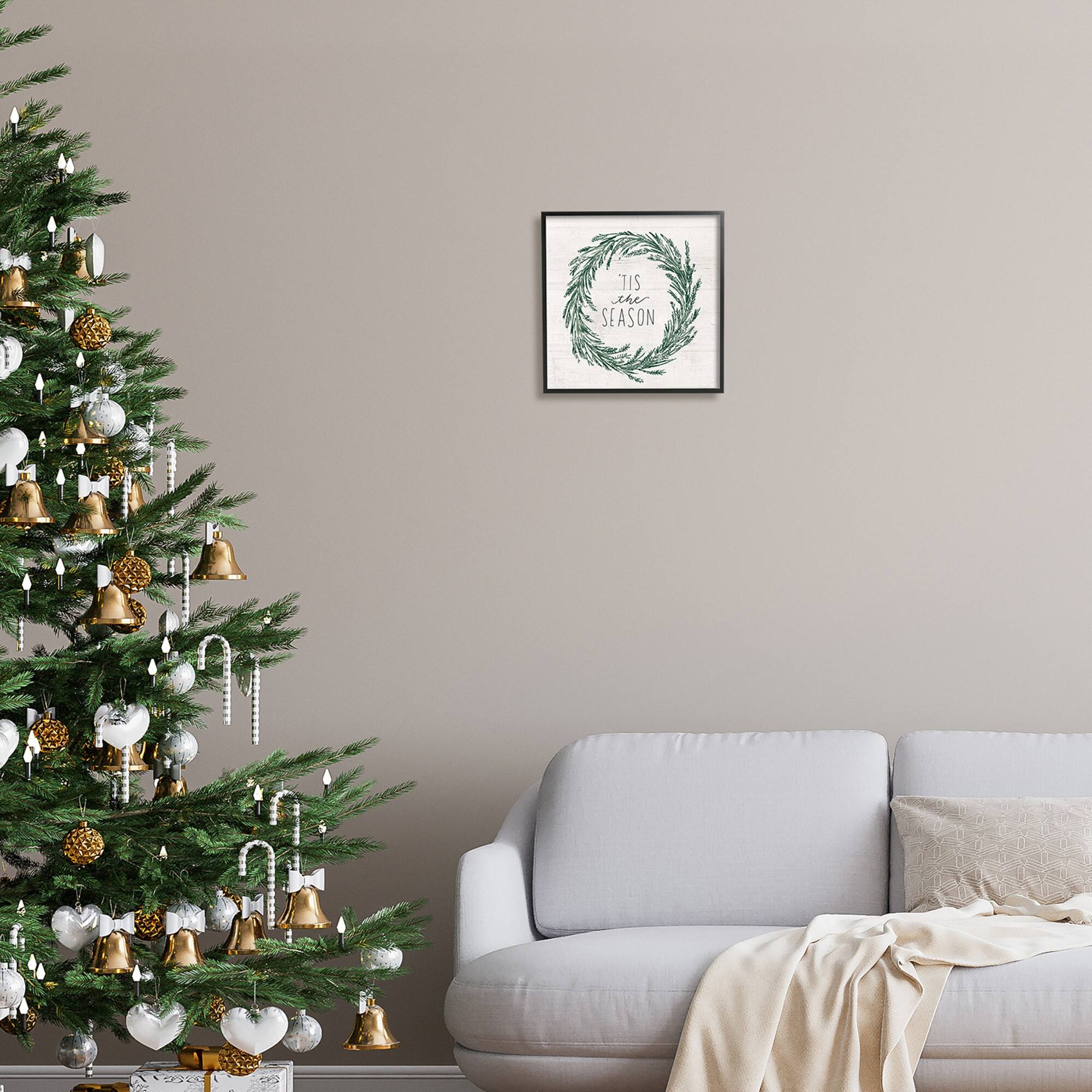 Stupell Industries Tis The Season Holiday Wreath Framed Giclee Art